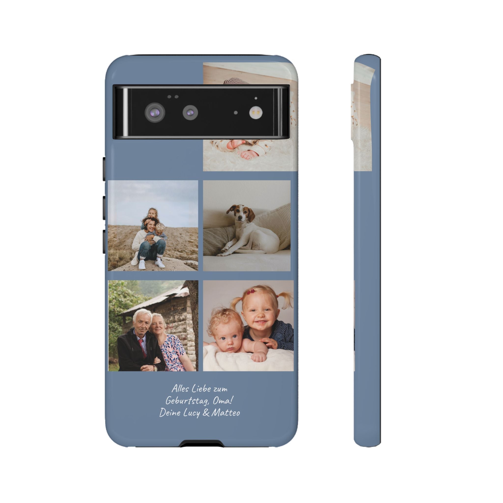 DUSTY BLUE COLLAGE – Personalisierte Foto Handyhülle mit Dual-Layer-Schutz