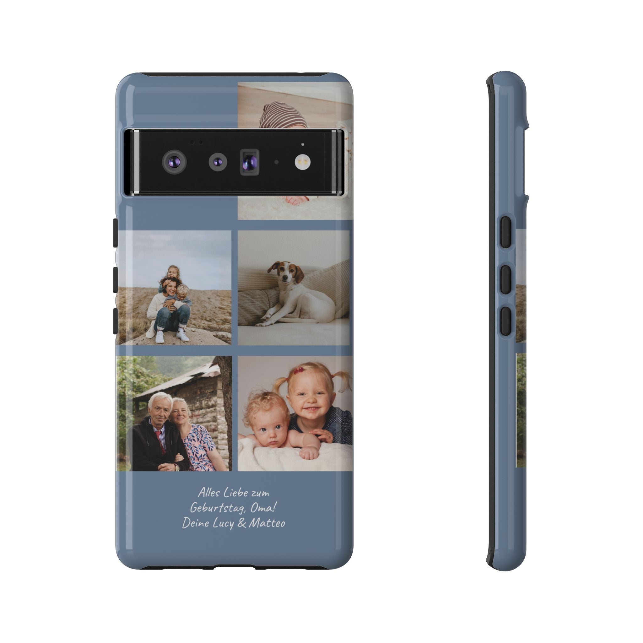 DUSTY BLUE COLLAGE – Personalisierte Foto Handyhülle mit Dual-Layer-Schutz