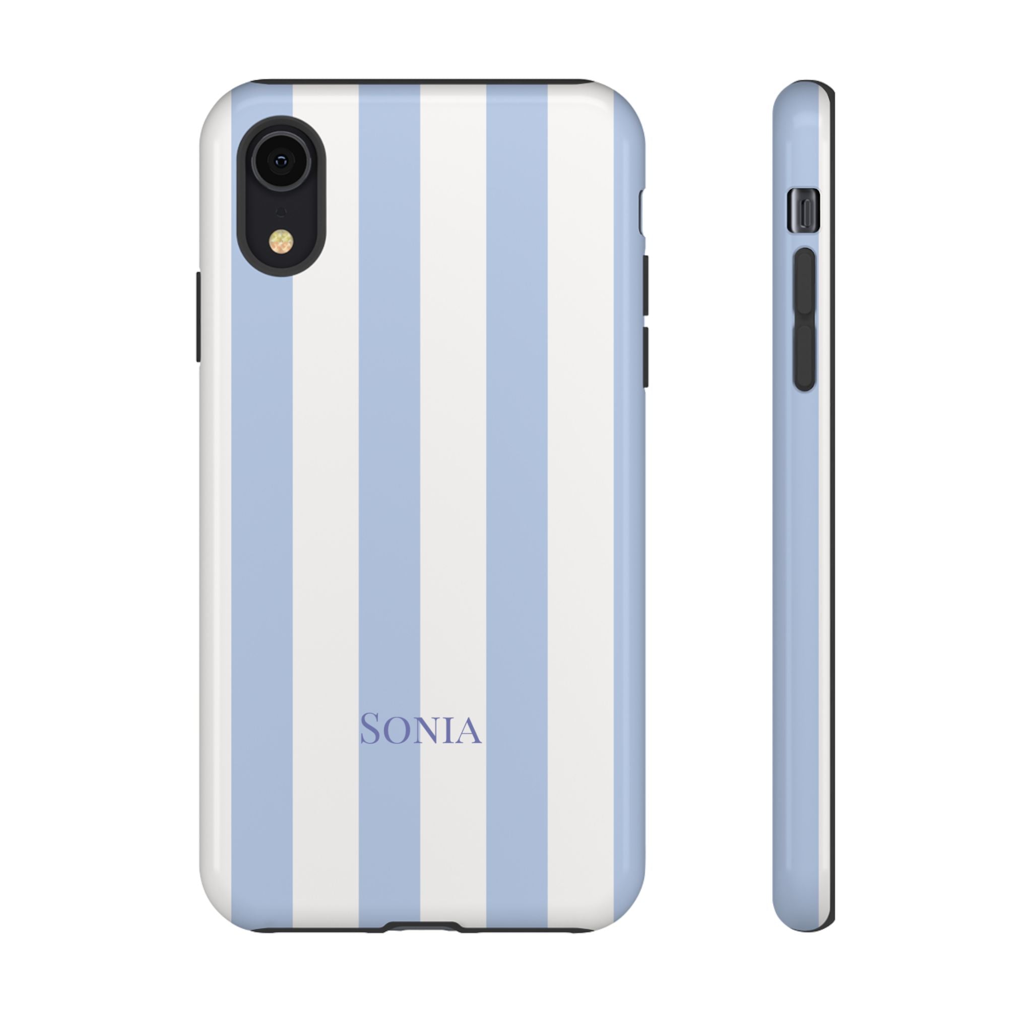 LIGHT BLUE STRIPES – Personalisierte Handyhülle mit Dual-Layer-Schutz