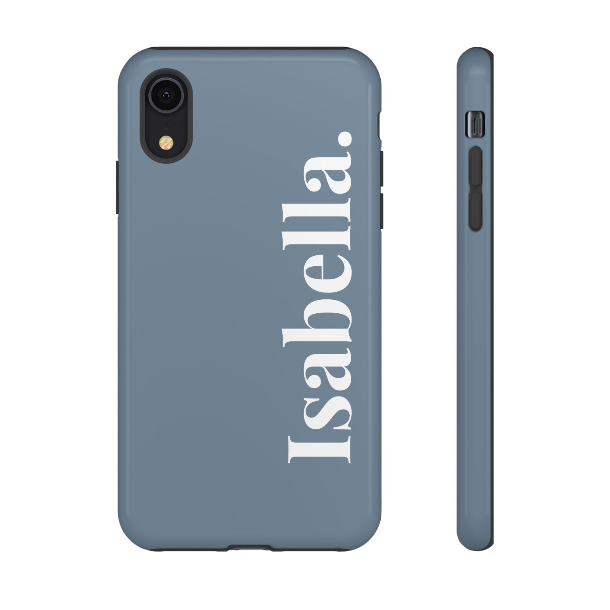 DUSTY BLUE BOLD NAME – Personalisierte Handyhülle mit Dual-Layer-Schutz
