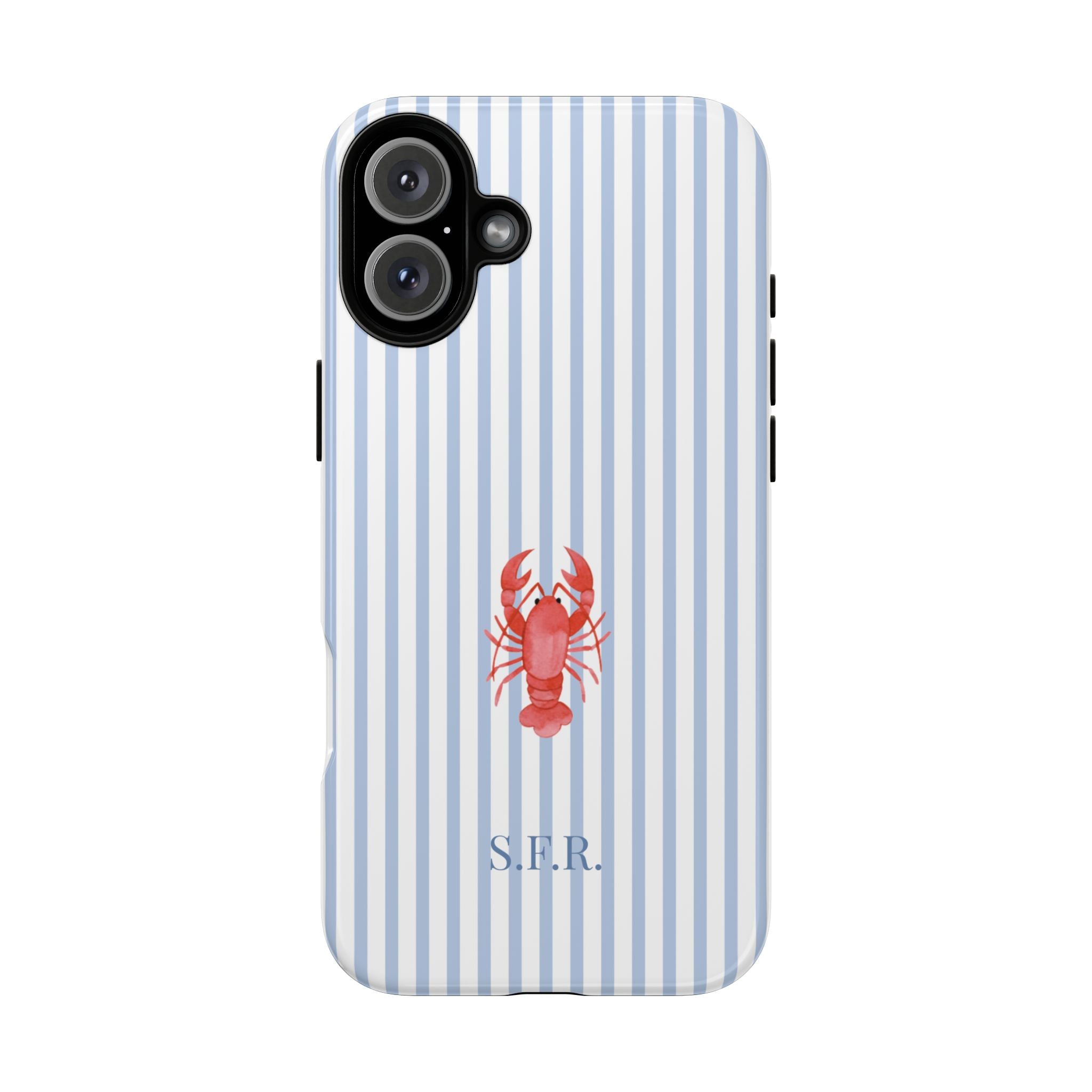 LOBSTER LIGHT BLUE STRIPES – Personalisierte Handyhülle mit Dual-Layer-Schutz
