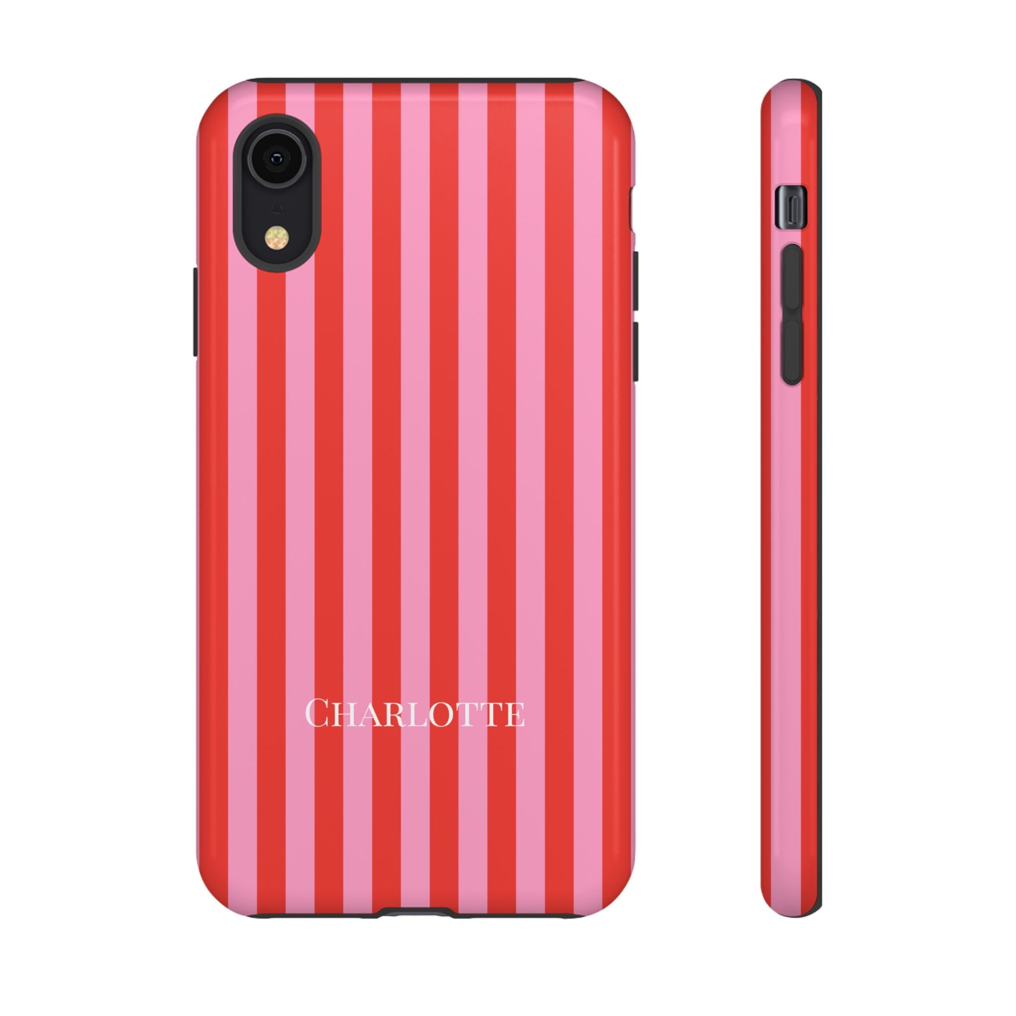 PINK STRIPES – Personalisierte Handyhülle mit Dual-Layer-Schutz