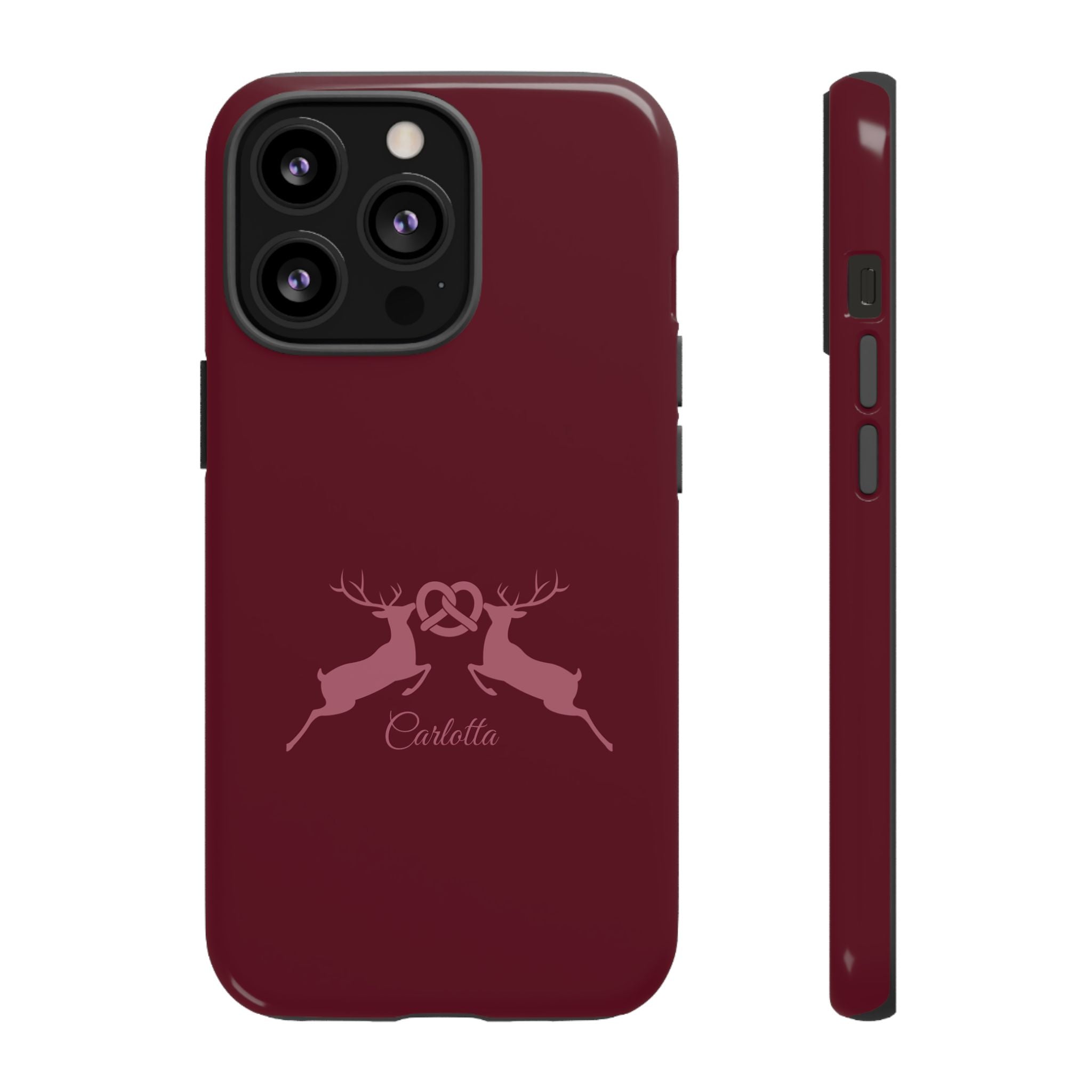 HIRSCH BORDEAUX – Personalisierte Handyhülle mit Dual-Layer-Schutz