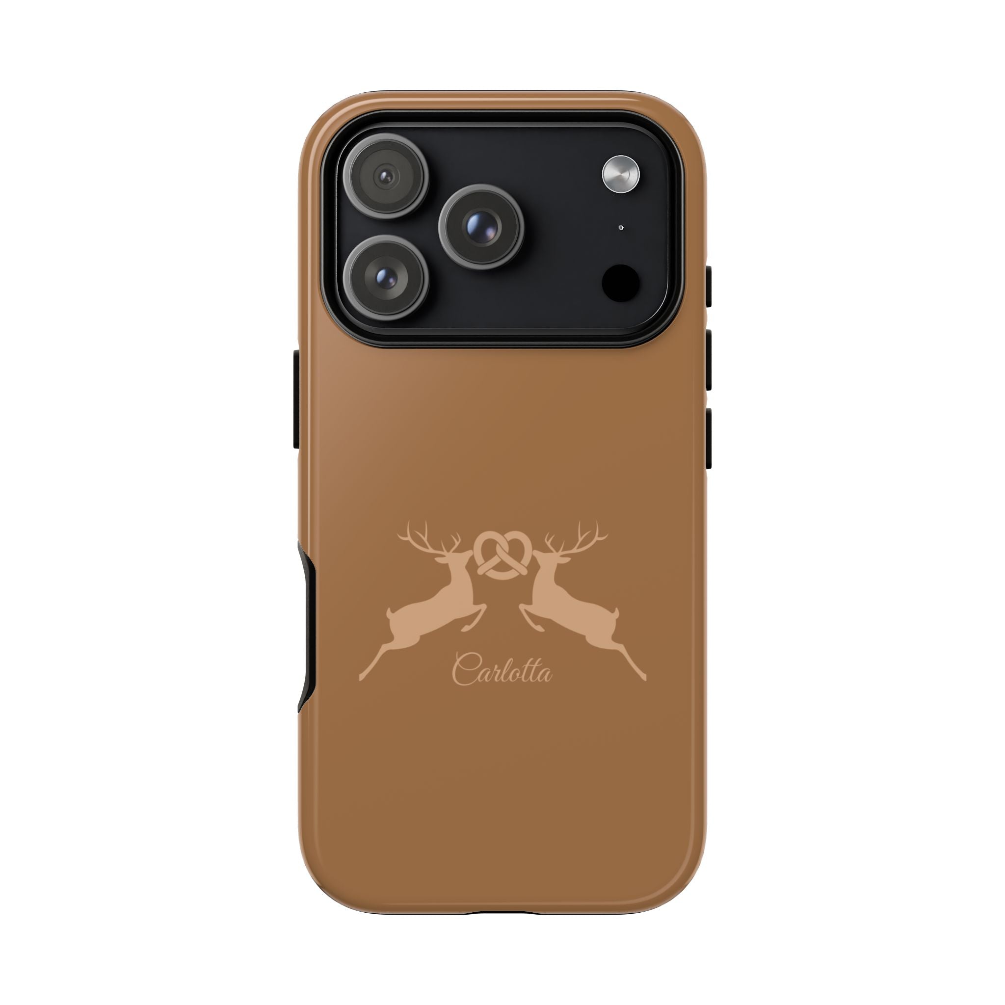HIRSCH COGNAC– Personalisierte Handyhülle mit Dual-Layer-Schutz