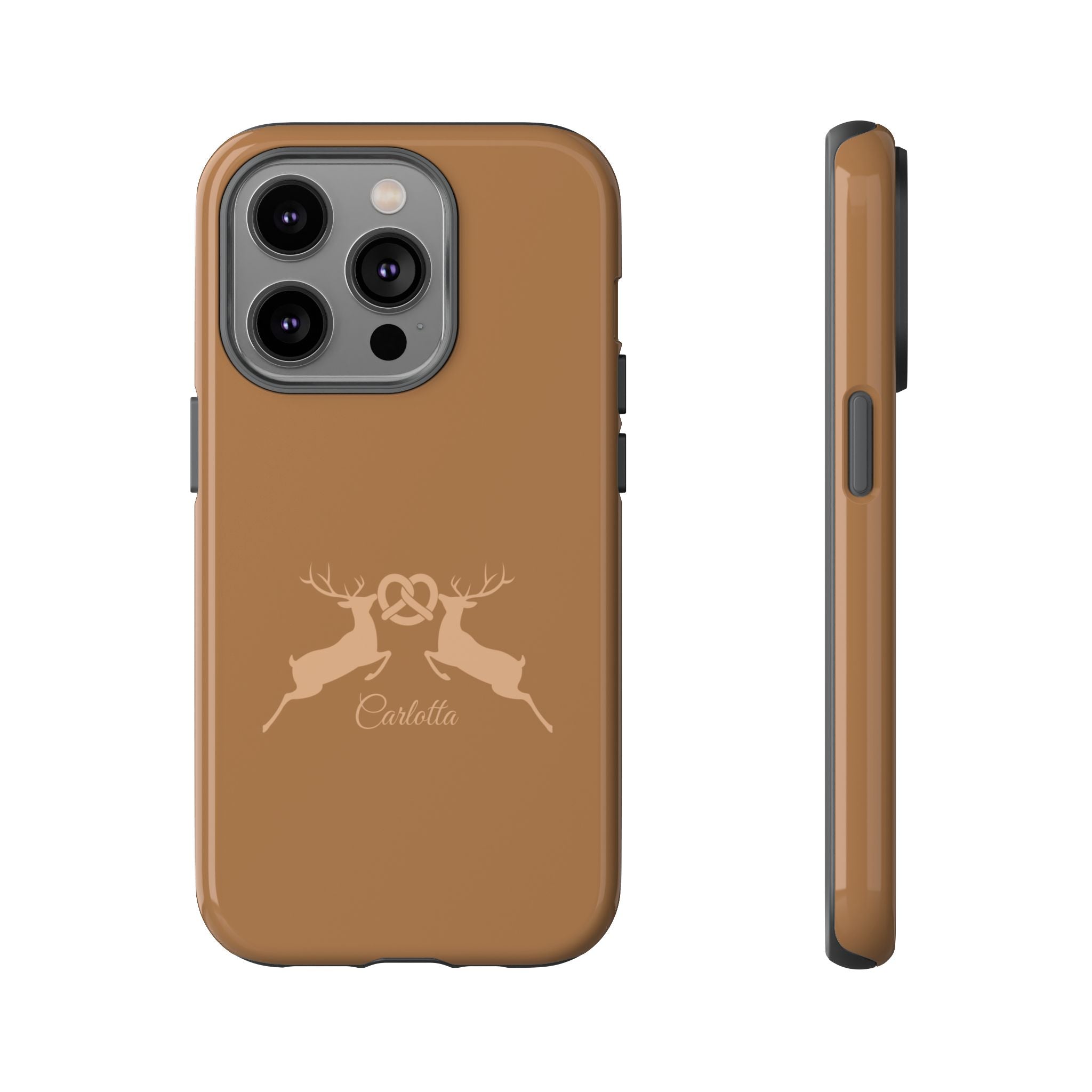 HIRSCH COGNAC– Personalisierte Handyhülle mit Dual-Layer-Schutz