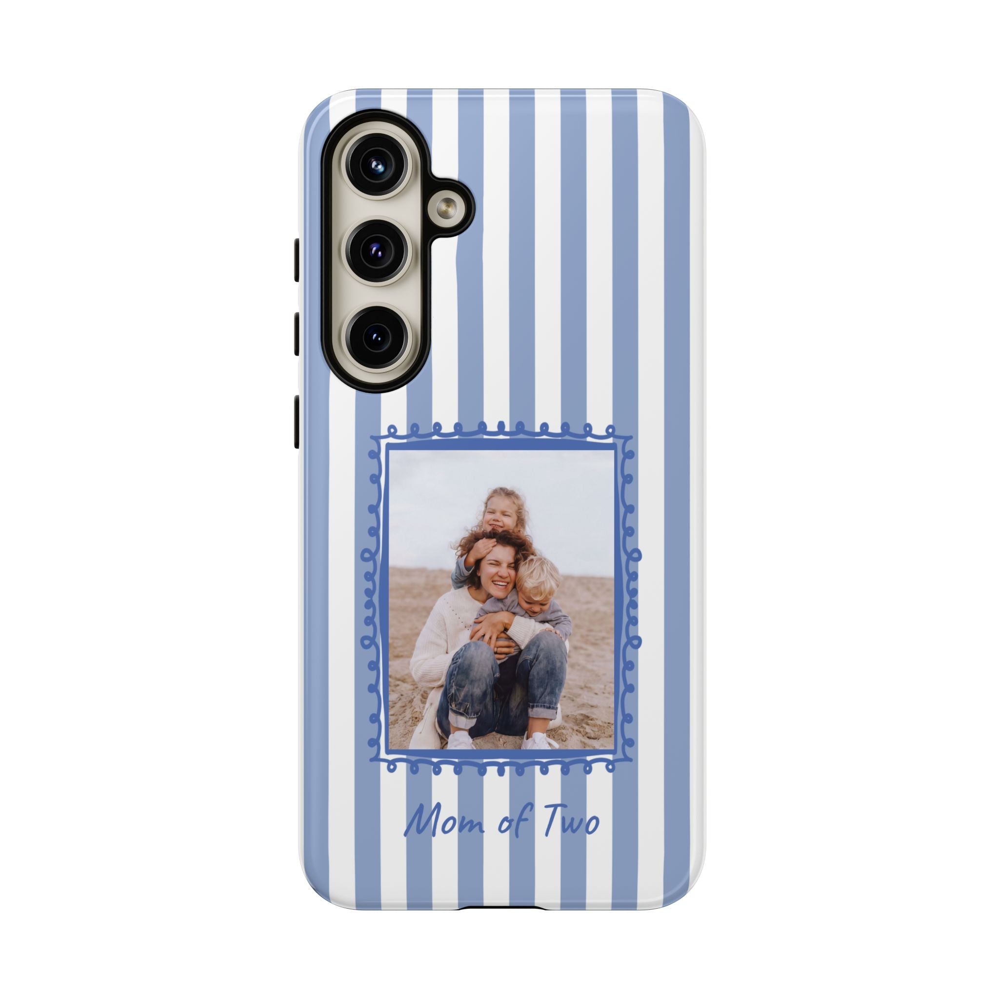 BLUE STRIPES PHOTO FRAME – Personalisierte Foto Handyhülle mit Dual-Layer-Schutz