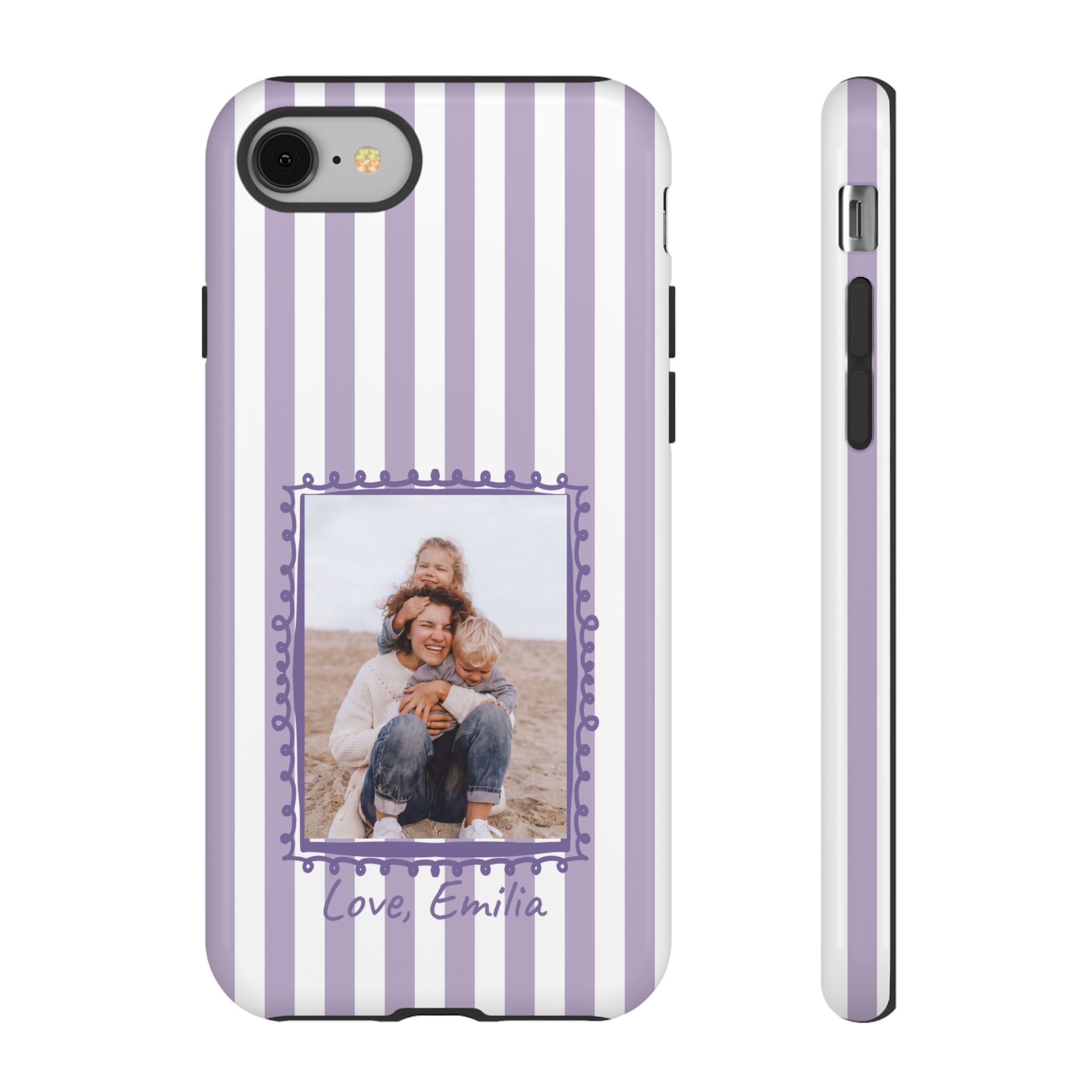 LAVENDER STRIPES PHOTO FRAME – Personalisierte Foto Handyhülle mit Dual-Layer-Schutz