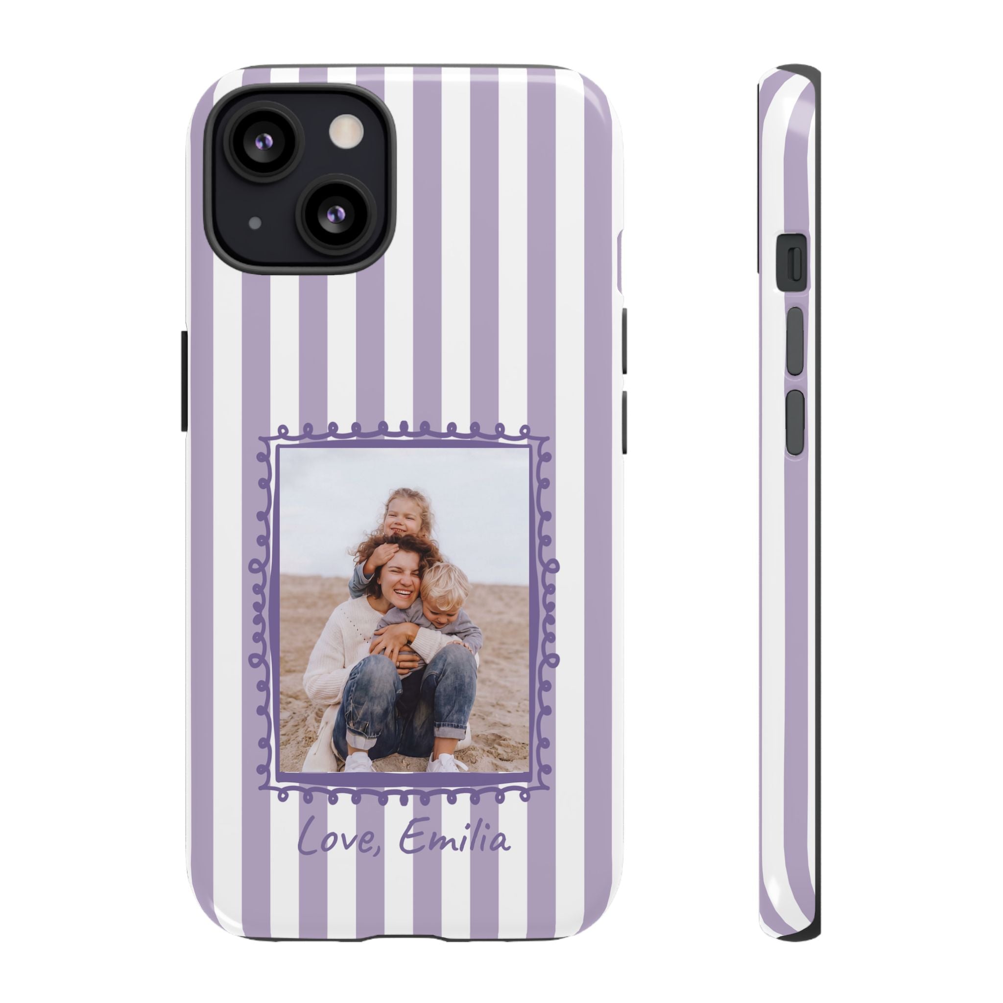 LAVENDER STRIPES PHOTO FRAME – Personalisierte Foto Handyhülle mit Dual-Layer-Schutz