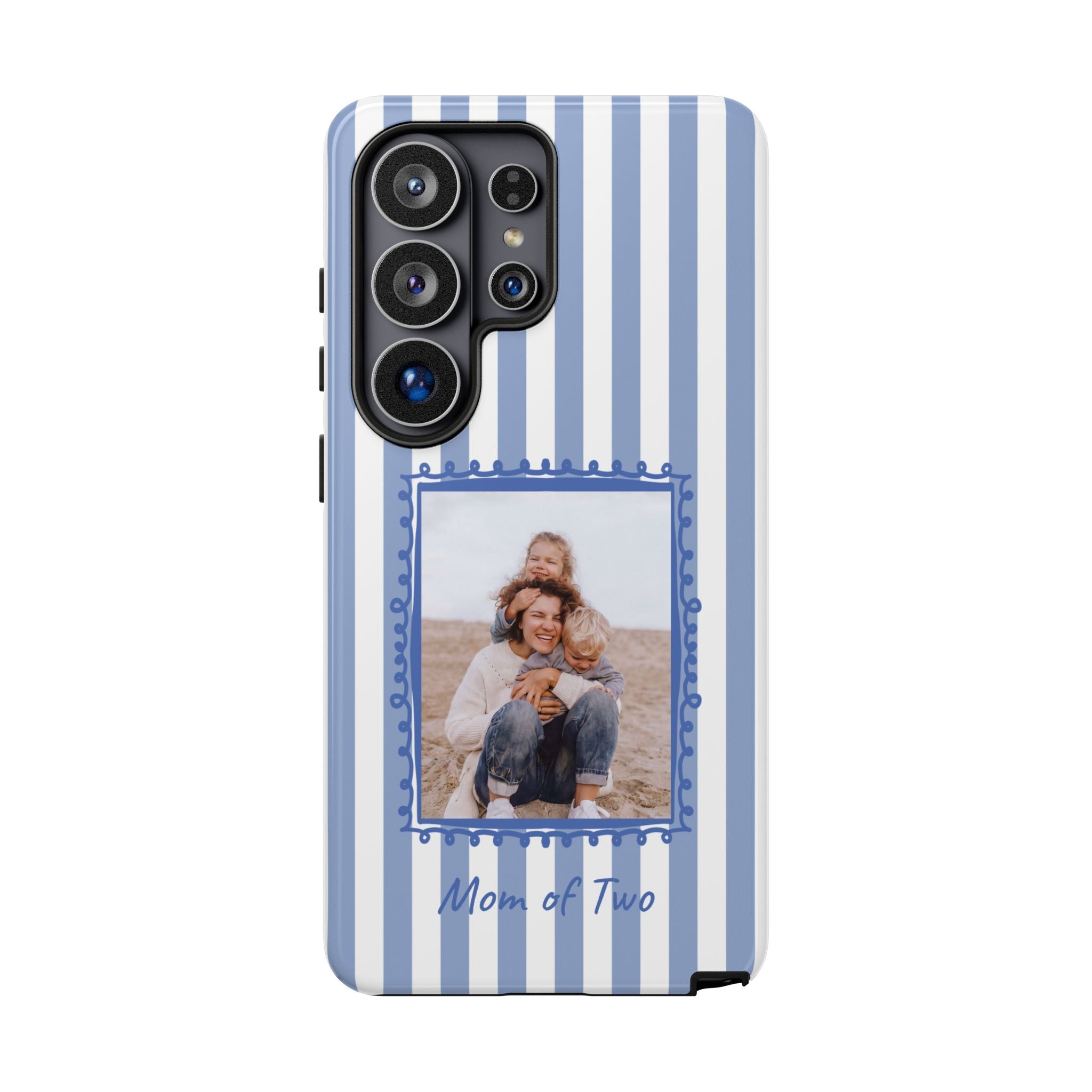 BLUE STRIPES PHOTO FRAME – Personalisierte Foto Handyhülle mit Dual-Layer-Schutz