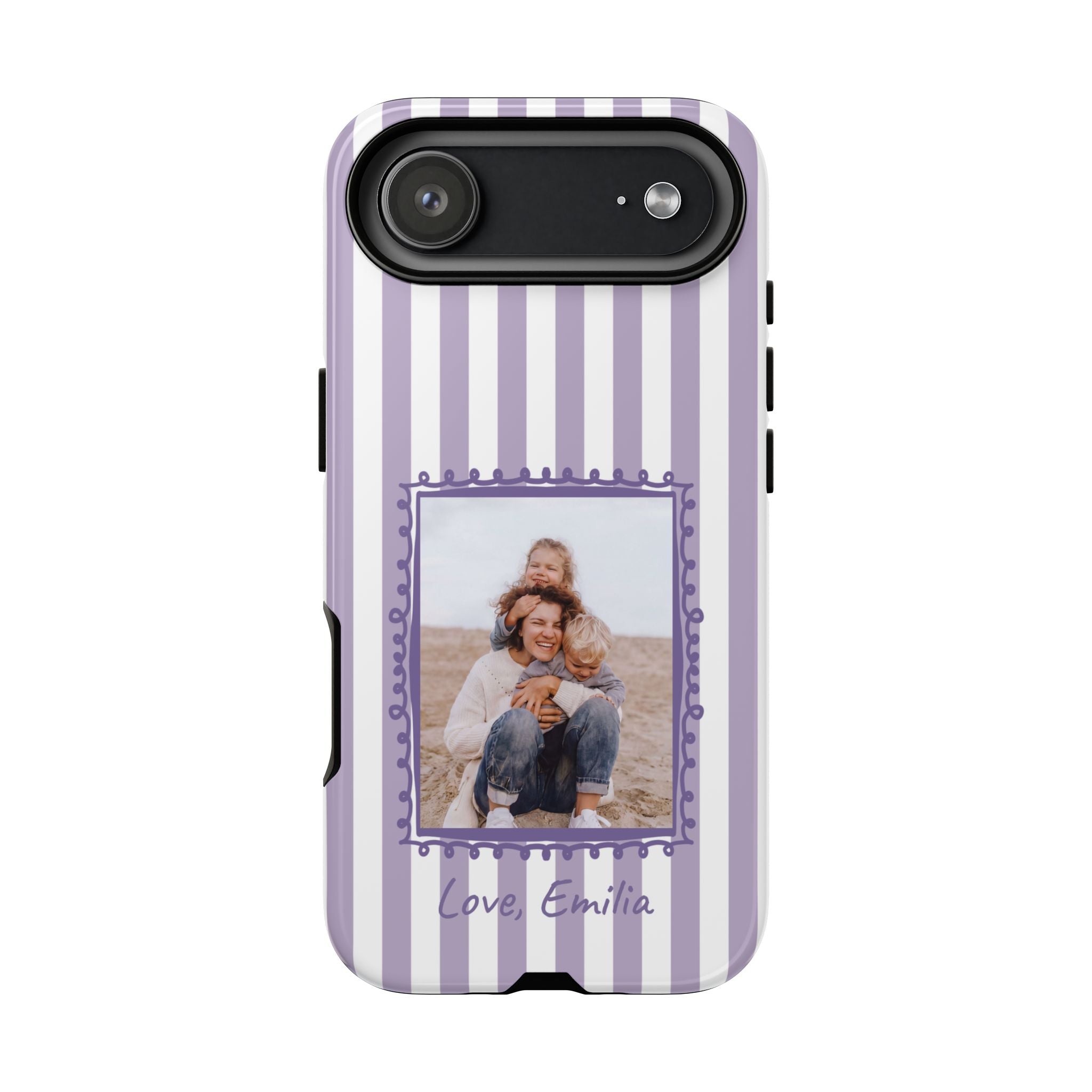 LAVENDER STRIPES PHOTO FRAME – Personalisierte Foto Handyhülle mit Dual-Layer-Schutz