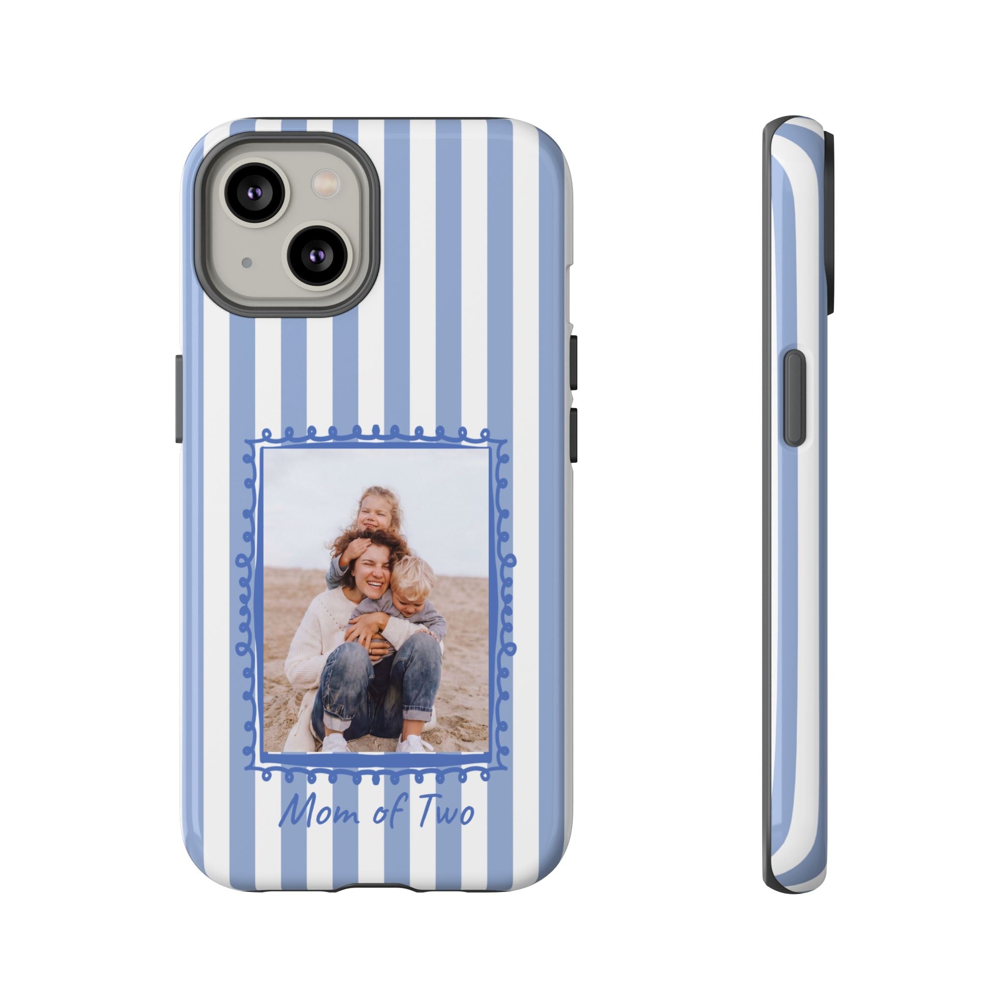 BLUE STRIPES PHOTO FRAME – Personalisierte Foto Handyhülle mit Dual-Layer-Schutz