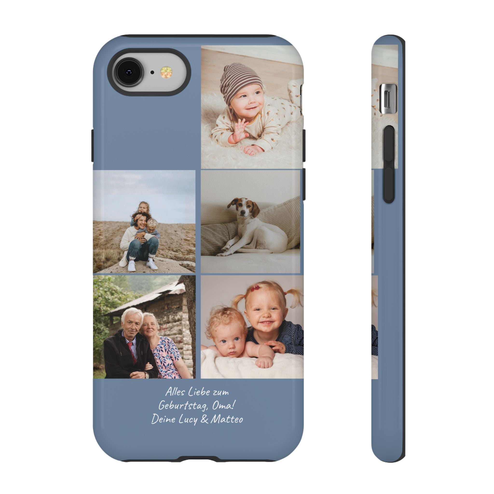 DUSTY BLUE COLLAGE – Personalisierte Foto Handyhülle mit Dual-Layer-Schutz