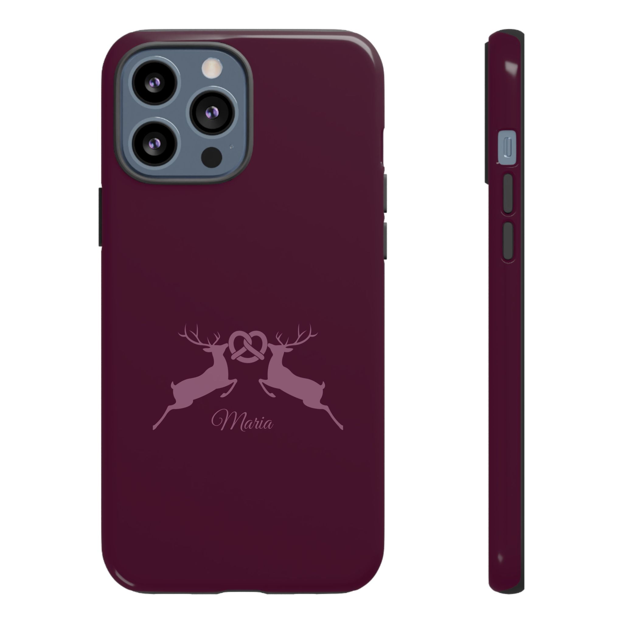 HIRSCH AUBERGINE – Personalisierte Handyhülle mit Dual-Layer-Schutz