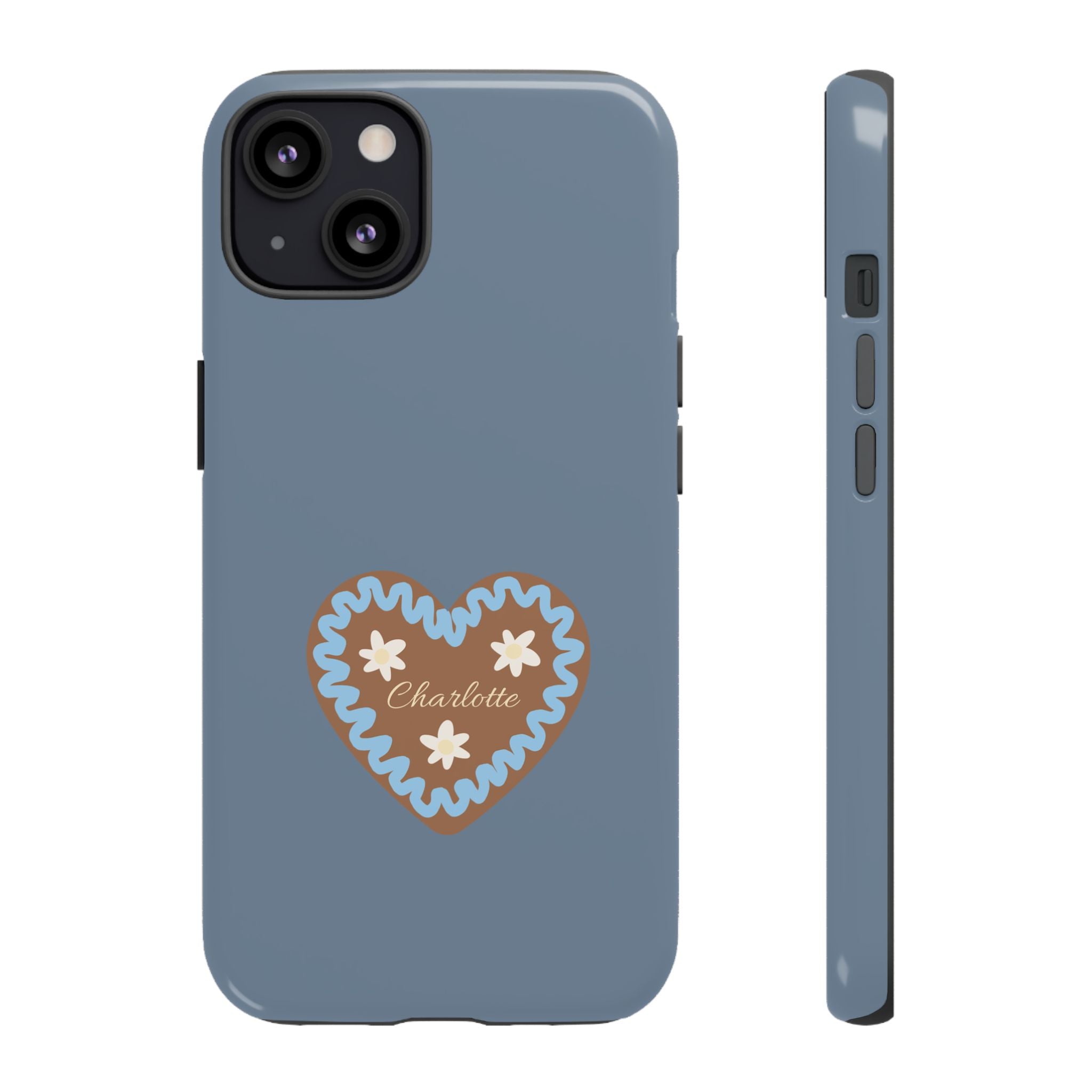 WIESNHERZ TAUBENBLAU – Personalisierte Handyhülle mit Dual-Layer-Schutz