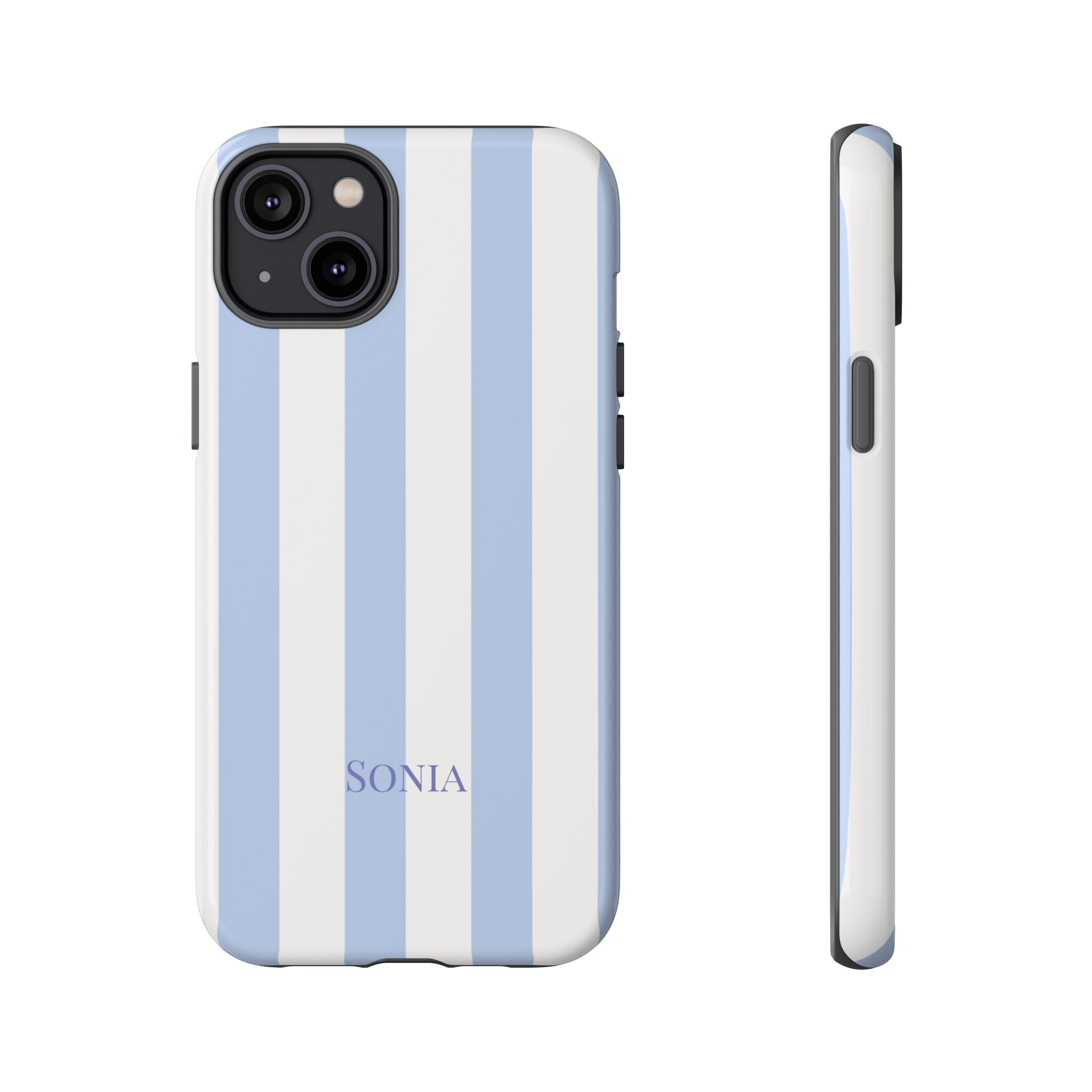 LIGHT BLUE STRIPES – Personalisierte Handyhülle mit Dual-Layer-Schutz