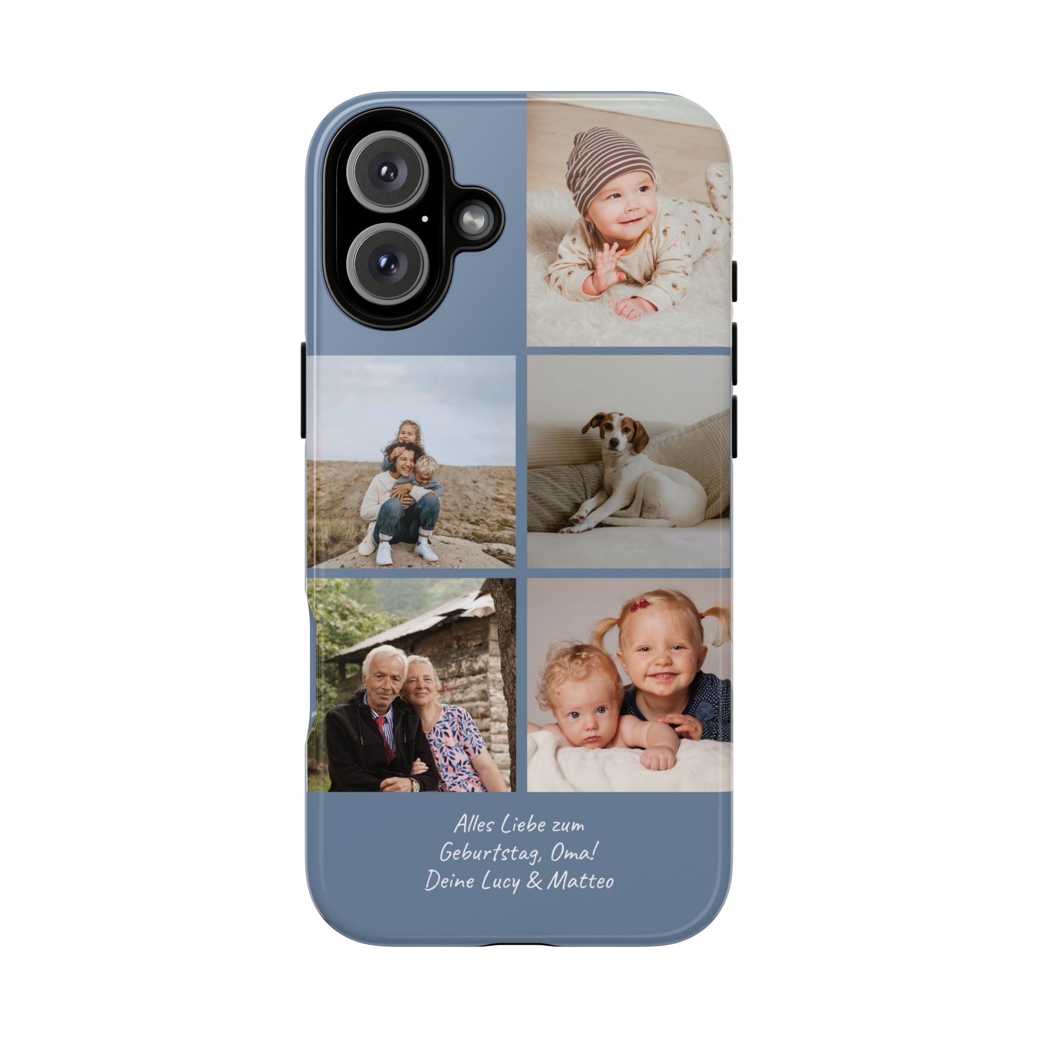 DUSTY BLUE COLLAGE – Personalisierte Foto Handyhülle mit Dual-Layer-Schutz