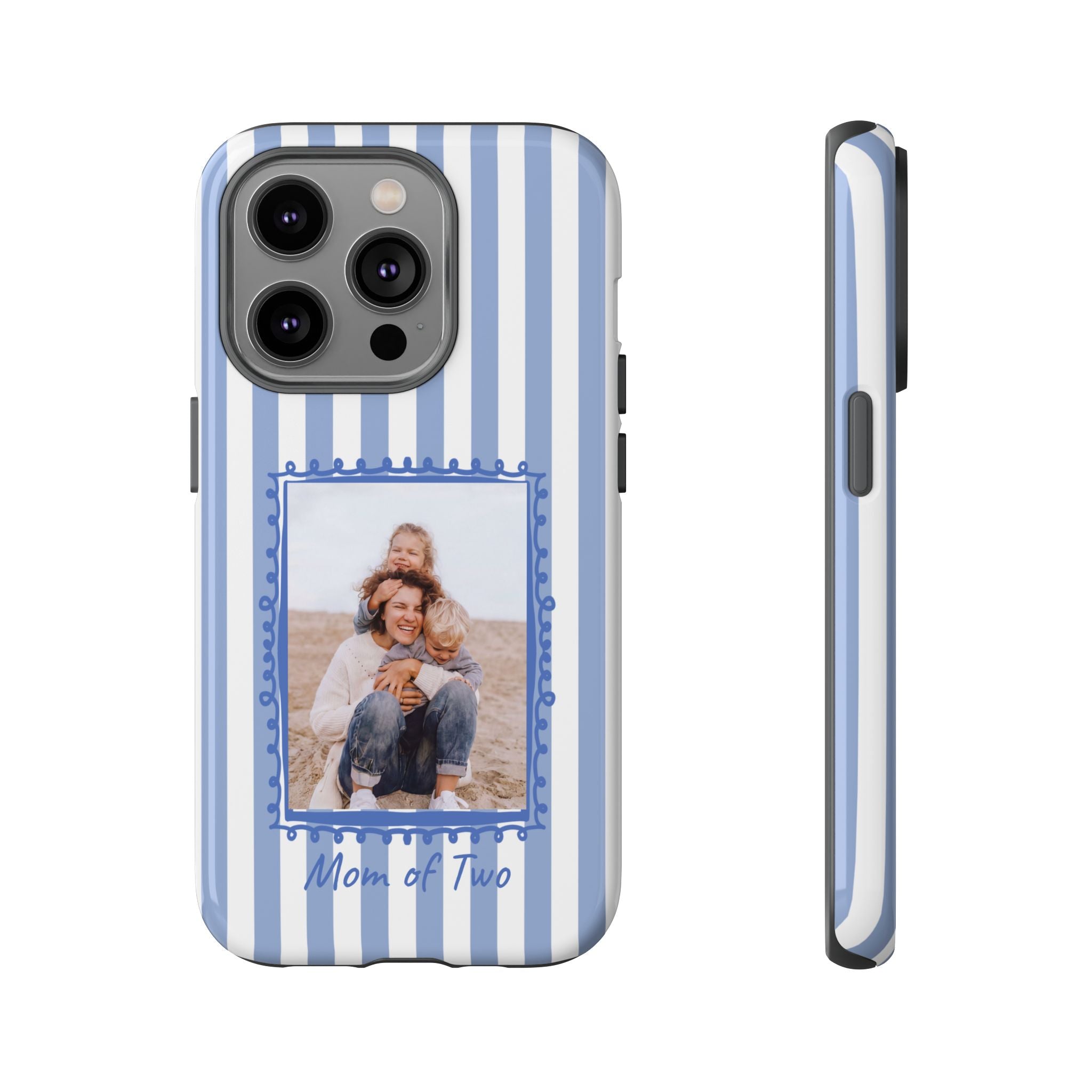 BLUE STRIPES PHOTO FRAME – Personalisierte Foto Handyhülle mit Dual-Layer-Schutz
