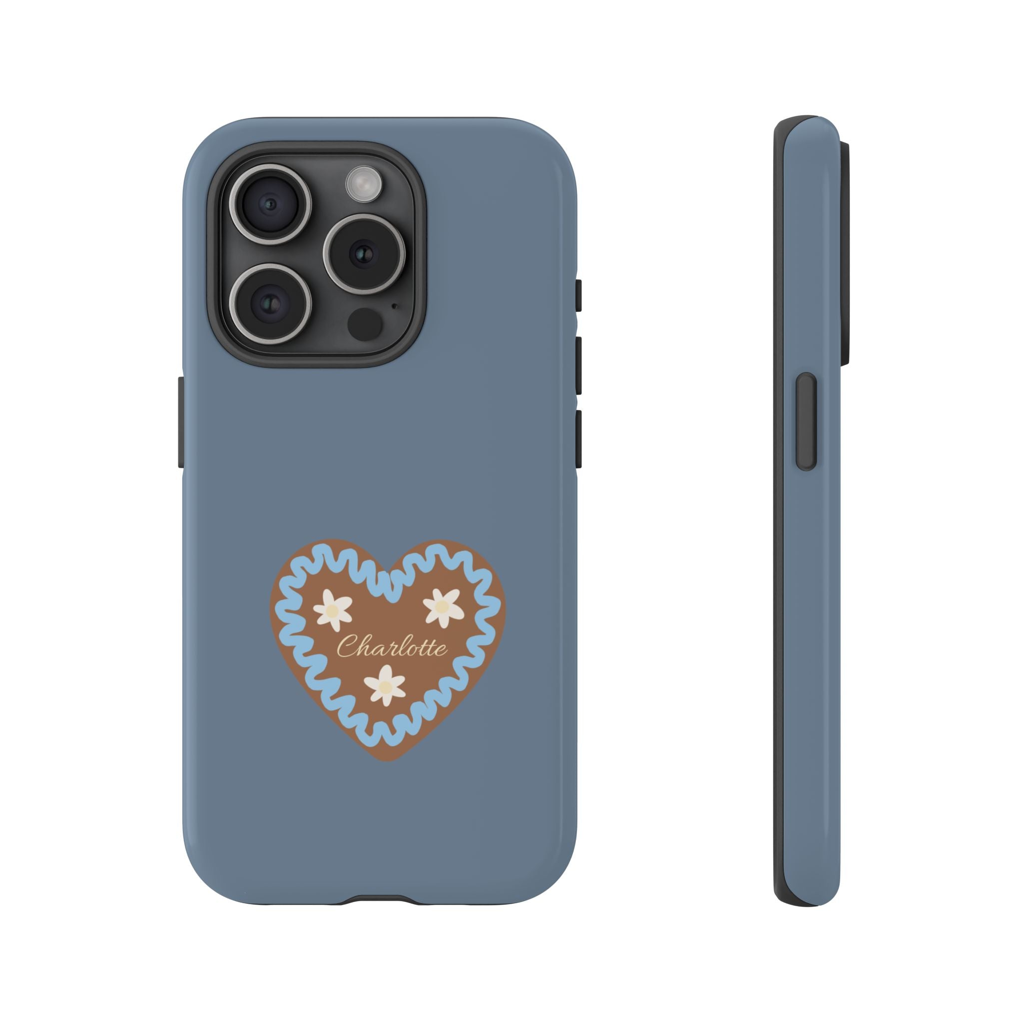 WIESNHERZ TAUBENBLAU – Personalisierte Handyhülle mit Dual-Layer-Schutz