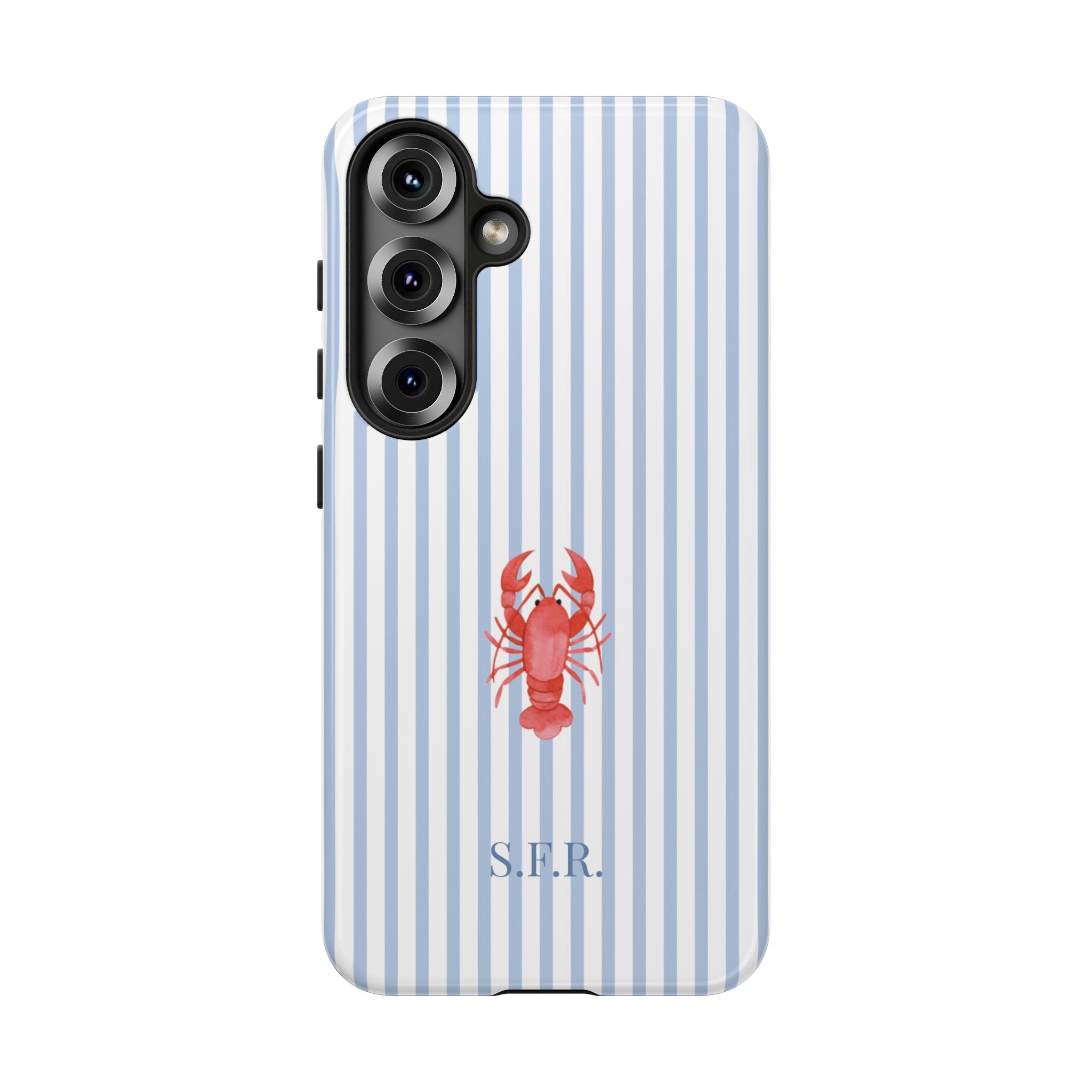 LOBSTER LIGHT BLUE STRIPES – Personalisierte Handyhülle mit Dual-Layer-Schutz