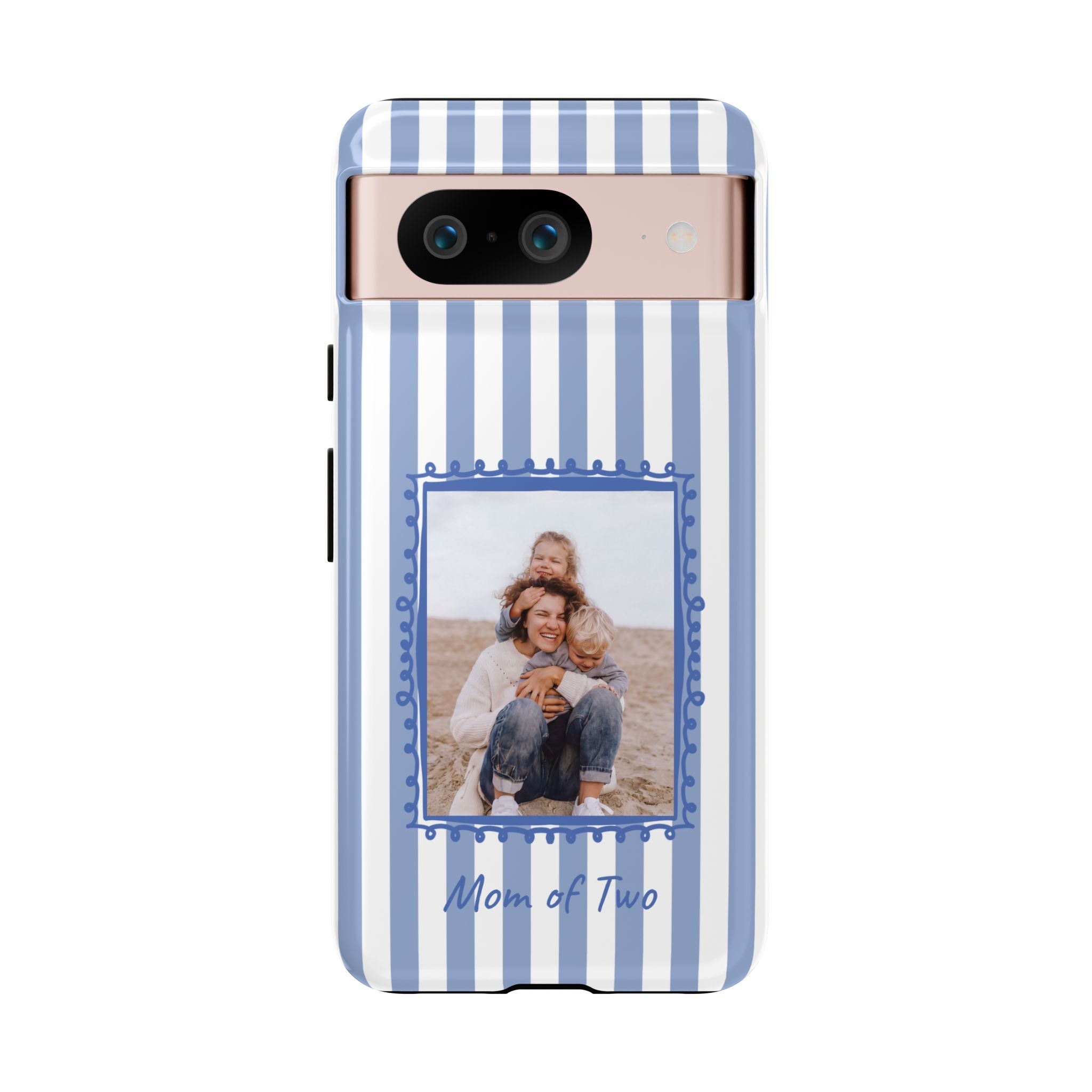 BLUE STRIPES PHOTO FRAME – Personalisierte Foto Handyhülle mit Dual-Layer-Schutz