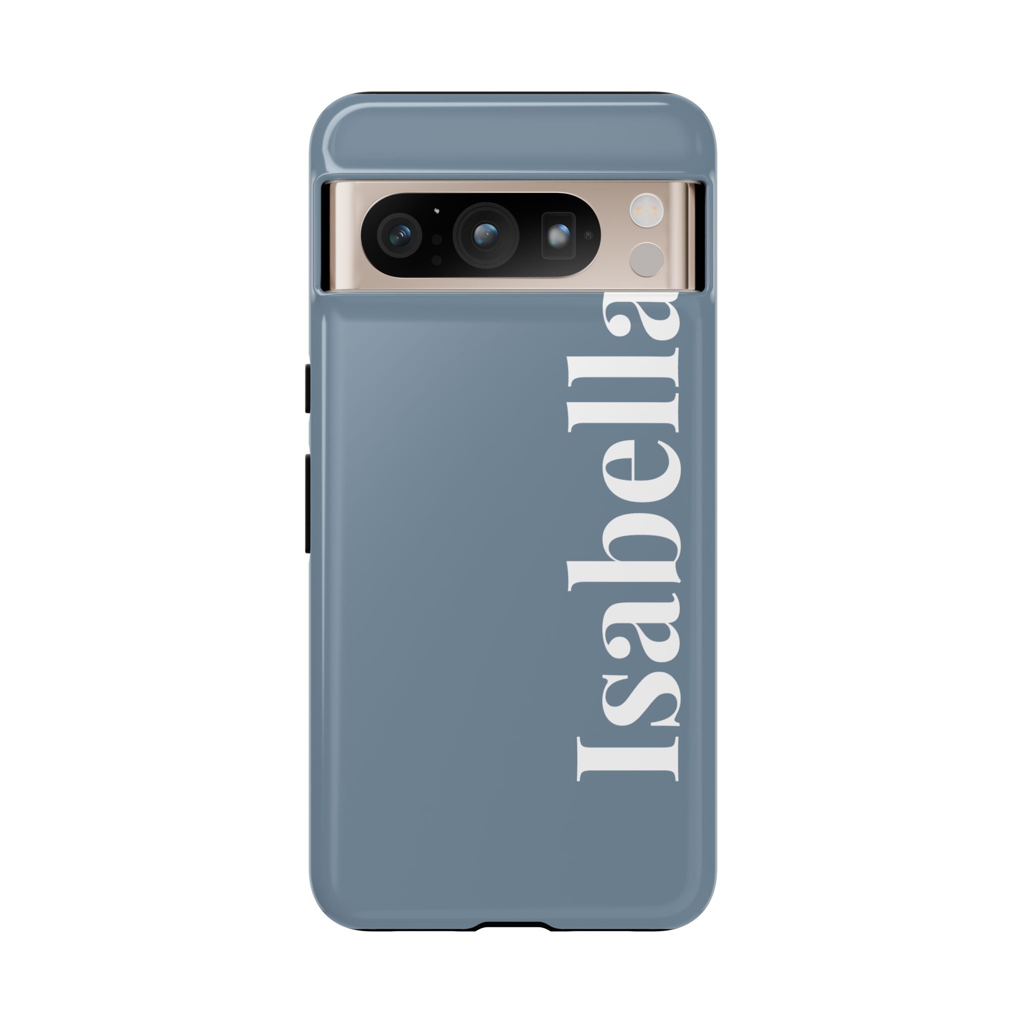 DUSTY BLUE BOLD NAME – Personalisierte Handyhülle mit Dual-Layer-Schutz