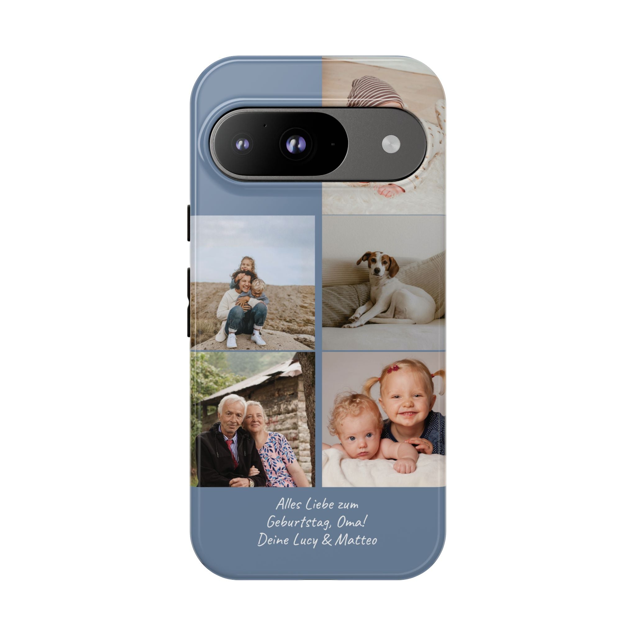 DUSTY BLUE COLLAGE – Personalisierte Foto Handyhülle mit Dual-Layer-Schutz