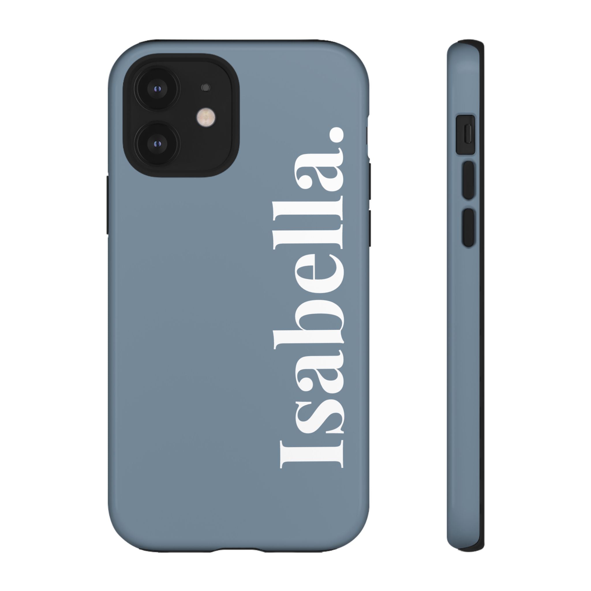 DUSTY BLUE BOLD NAME – Personalisierte Handyhülle mit Dual-Layer-Schutz