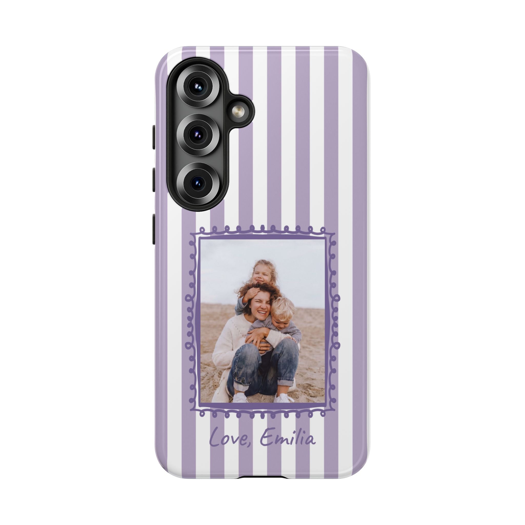 LAVENDER STRIPES PHOTO FRAME – Personalisierte Foto Handyhülle mit Dual-Layer-Schutz