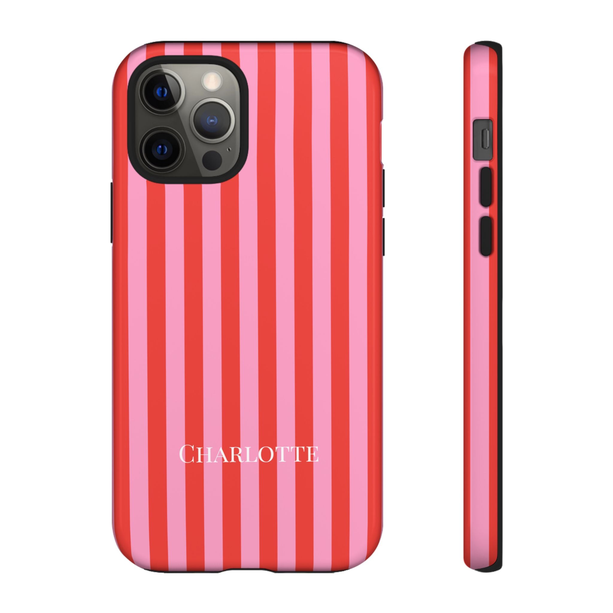 PINK STRIPES – Personalisierte Handyhülle mit Dual-Layer-Schutz