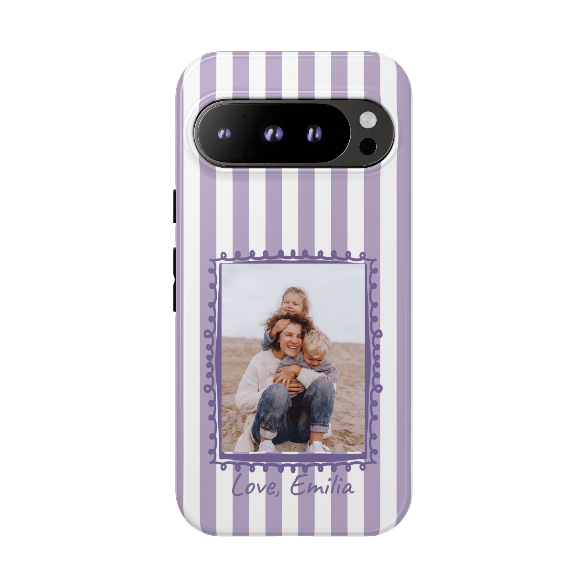 LAVENDER STRIPES PHOTO FRAME – Personalisierte Foto Handyhülle mit Dual-Layer-Schutz