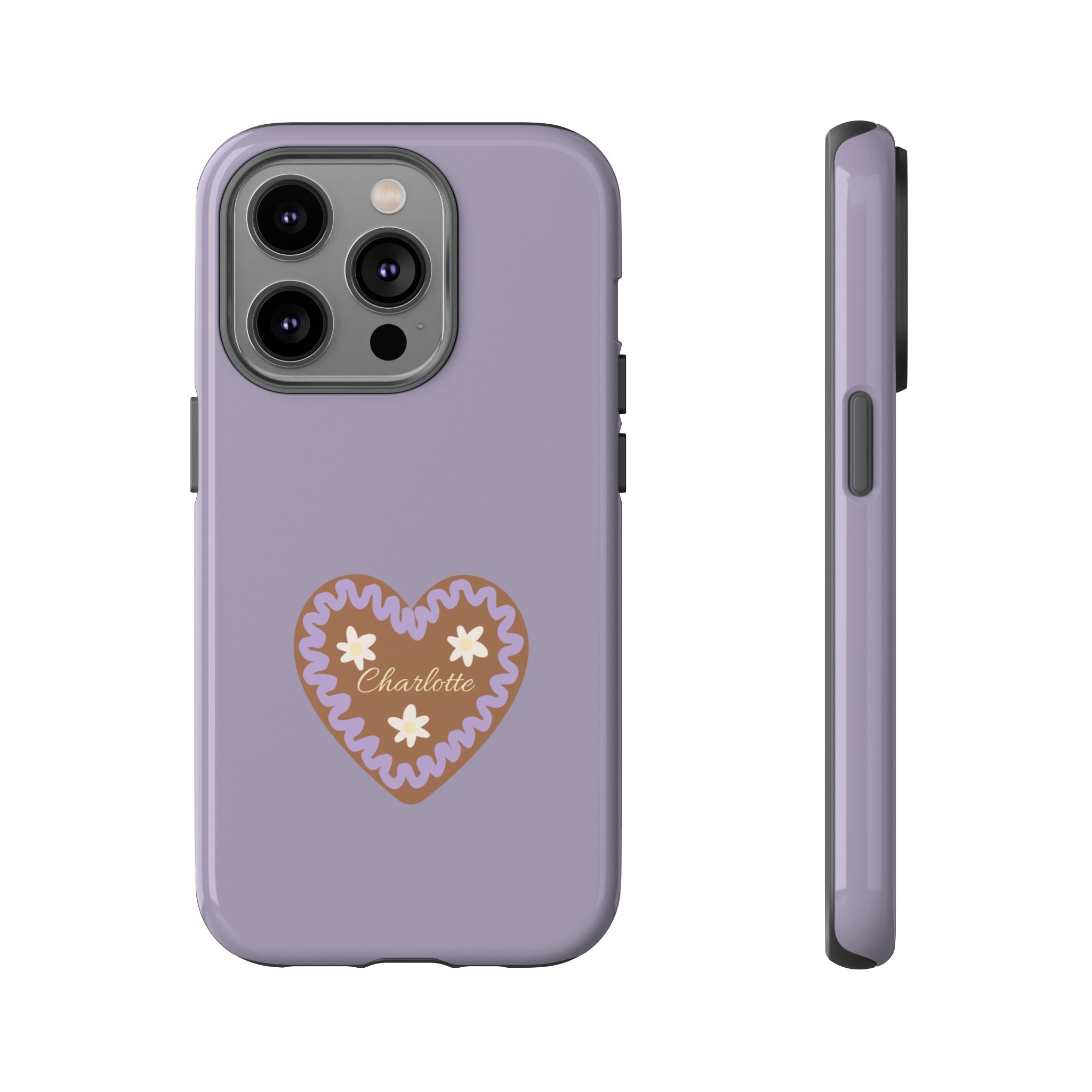 WIESNHERZ LAVENDEL – Personalisierte Handyhülle mit Dual-Layer-Schutz