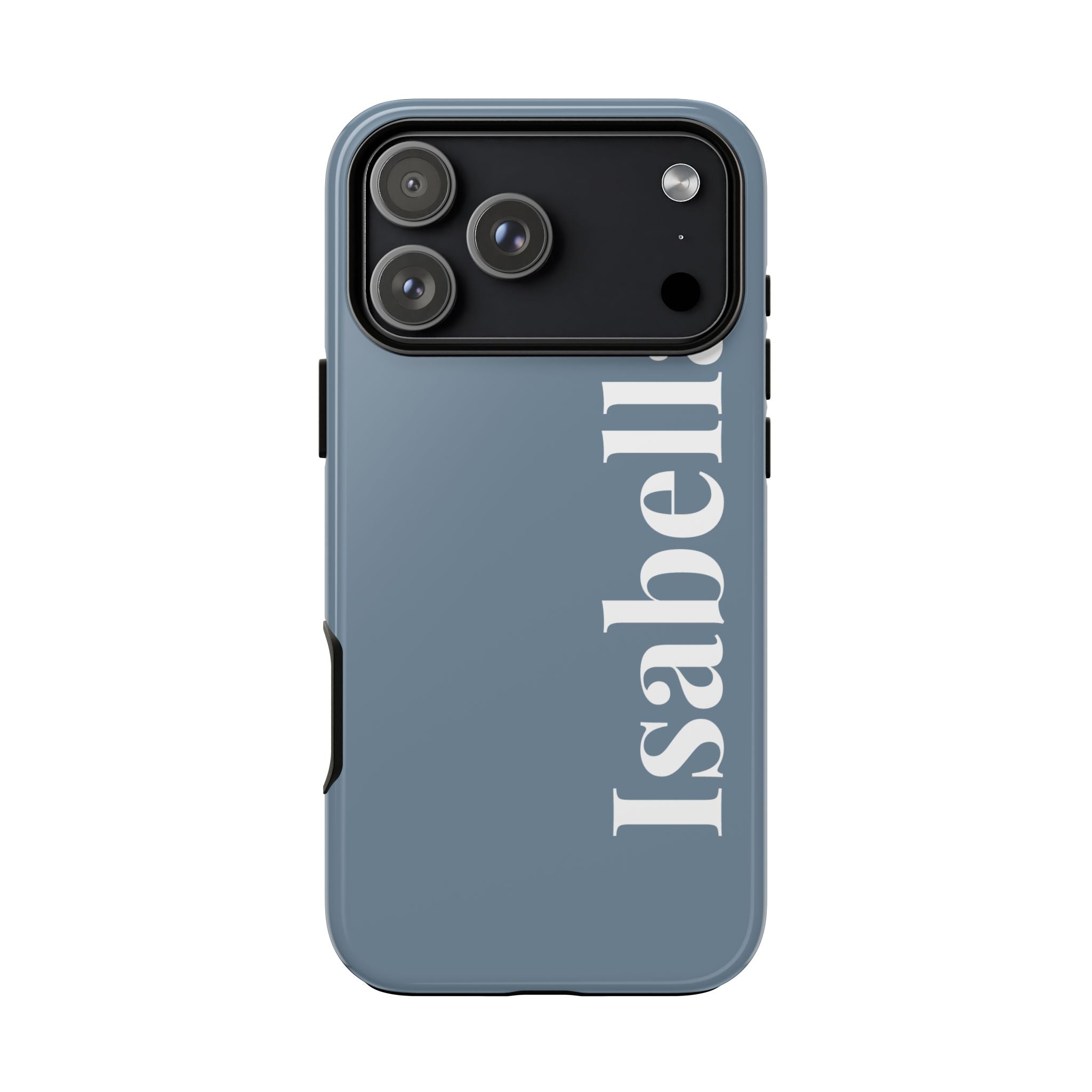 DUSTY BLUE BOLD NAME – Personalisierte Handyhülle mit Dual-Layer-Schutz