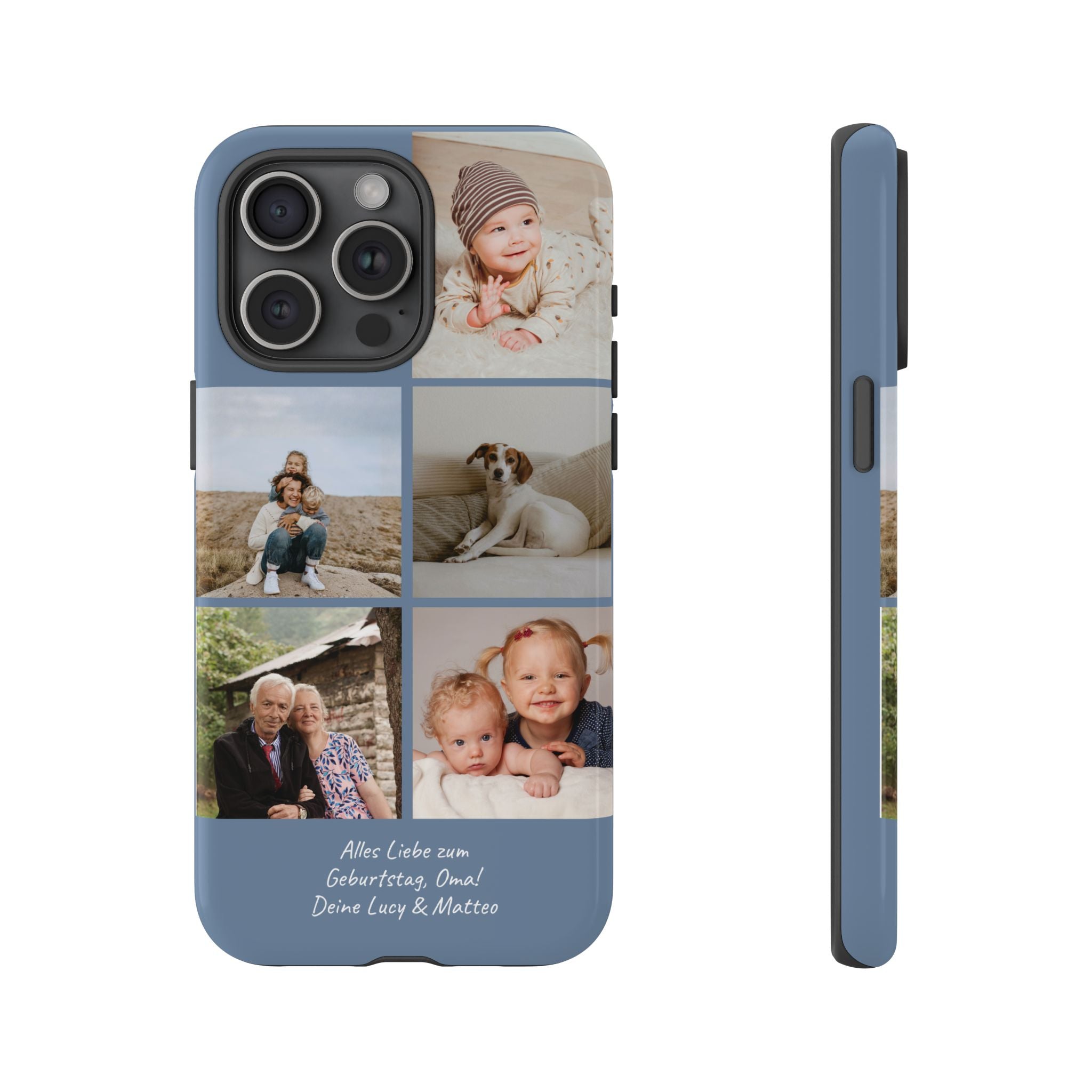 DUSTY BLUE COLLAGE – Personalisierte Foto Handyhülle mit Dual-Layer-Schutz
