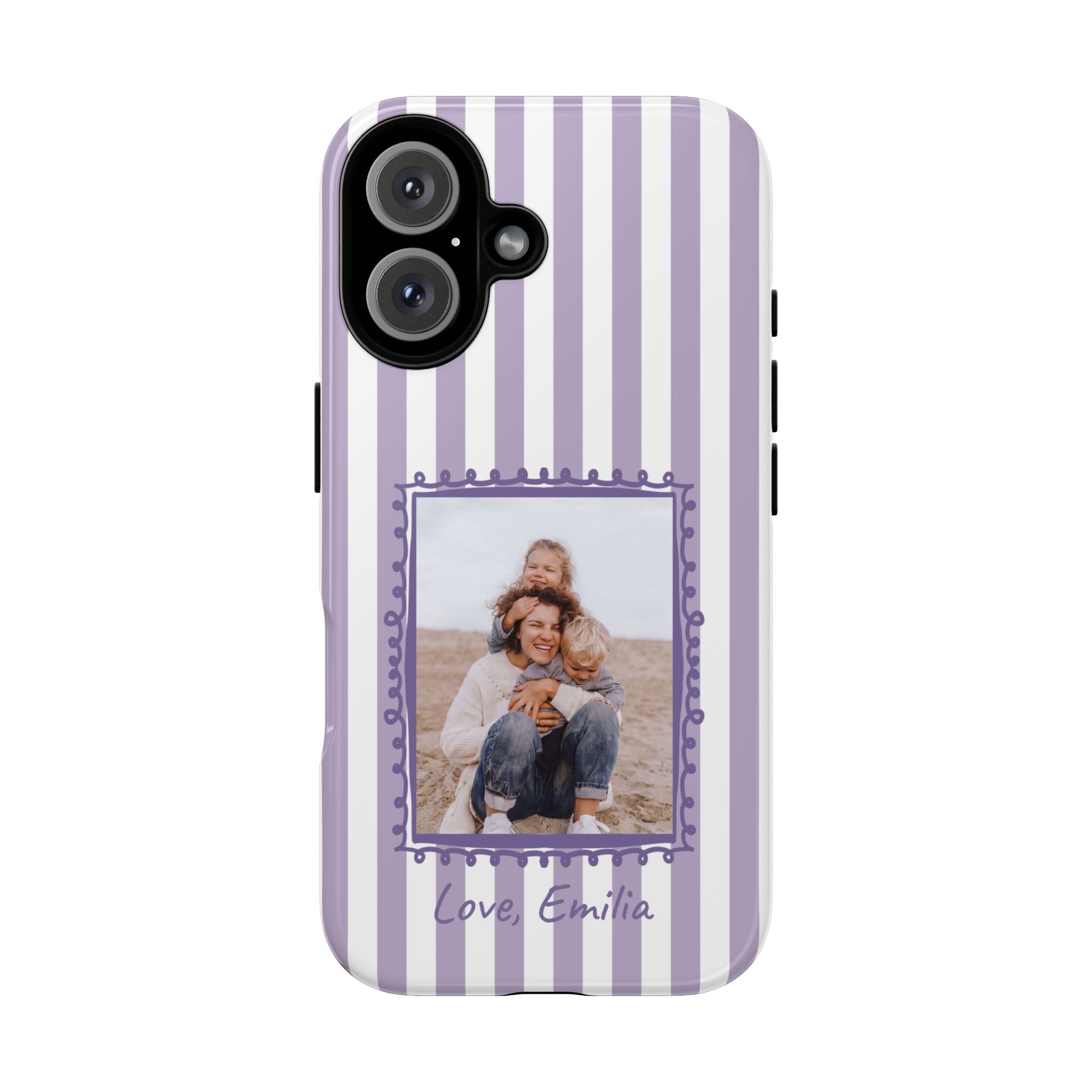 LAVENDER STRIPES PHOTO FRAME – Personalisierte Foto Handyhülle mit Dual-Layer-Schutz