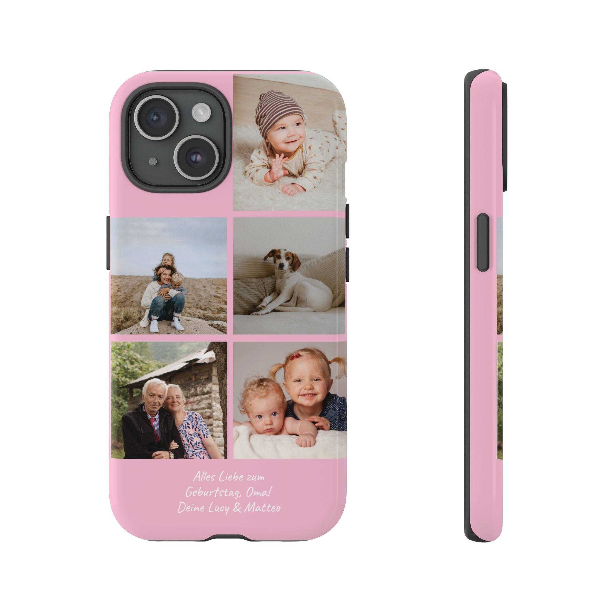 PINK PHOTO COLLAGE – Personalisierte Foto Handyhülle mit Dual-Layer-Schutz