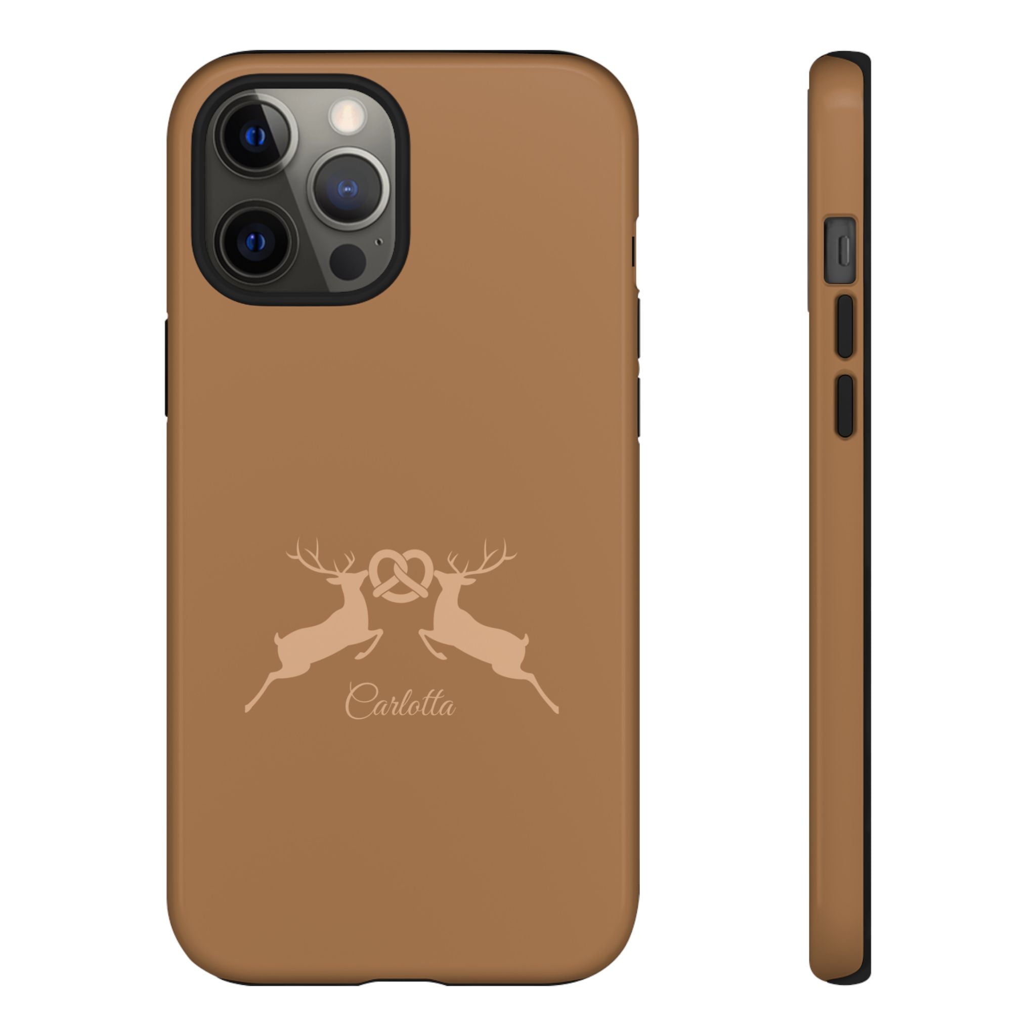 HIRSCH COGNAC– Personalisierte Handyhülle mit Dual-Layer-Schutz