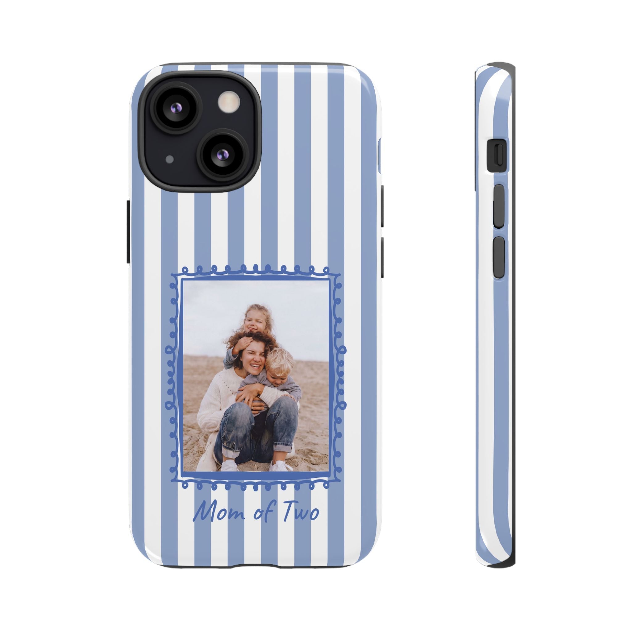 BLUE STRIPES PHOTO FRAME – Personalisierte Foto Handyhülle mit Dual-Layer-Schutz