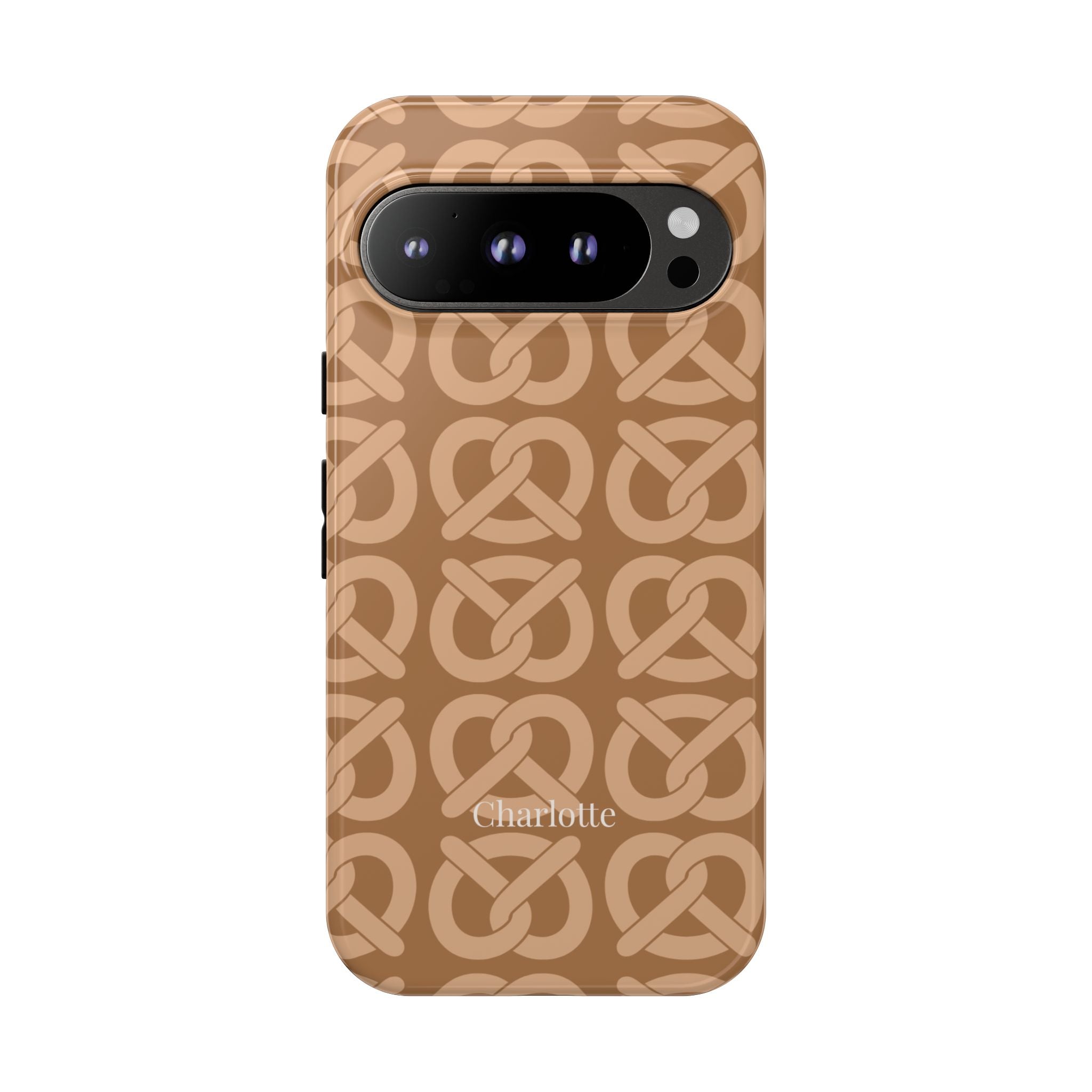 BREZN MONOGRAMM COGNAC – Personalisierte Handyhülle mit Dual-Layer-Schutz