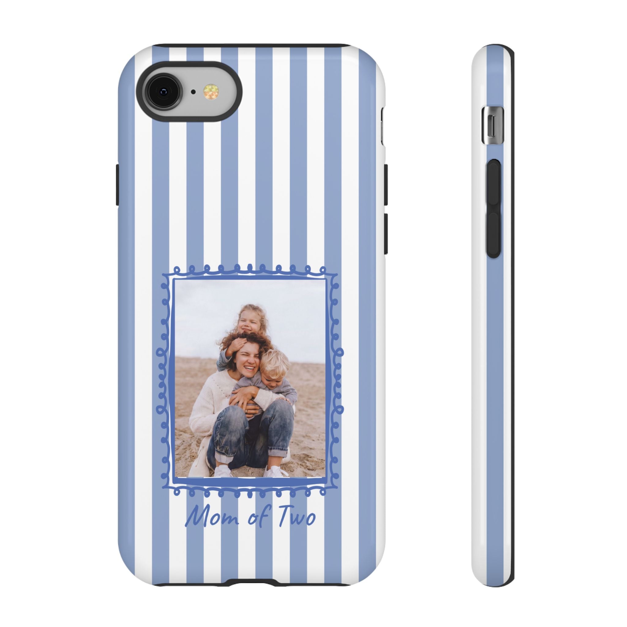 BLUE STRIPES PHOTO FRAME – Personalisierte Foto Handyhülle mit Dual-Layer-Schutz