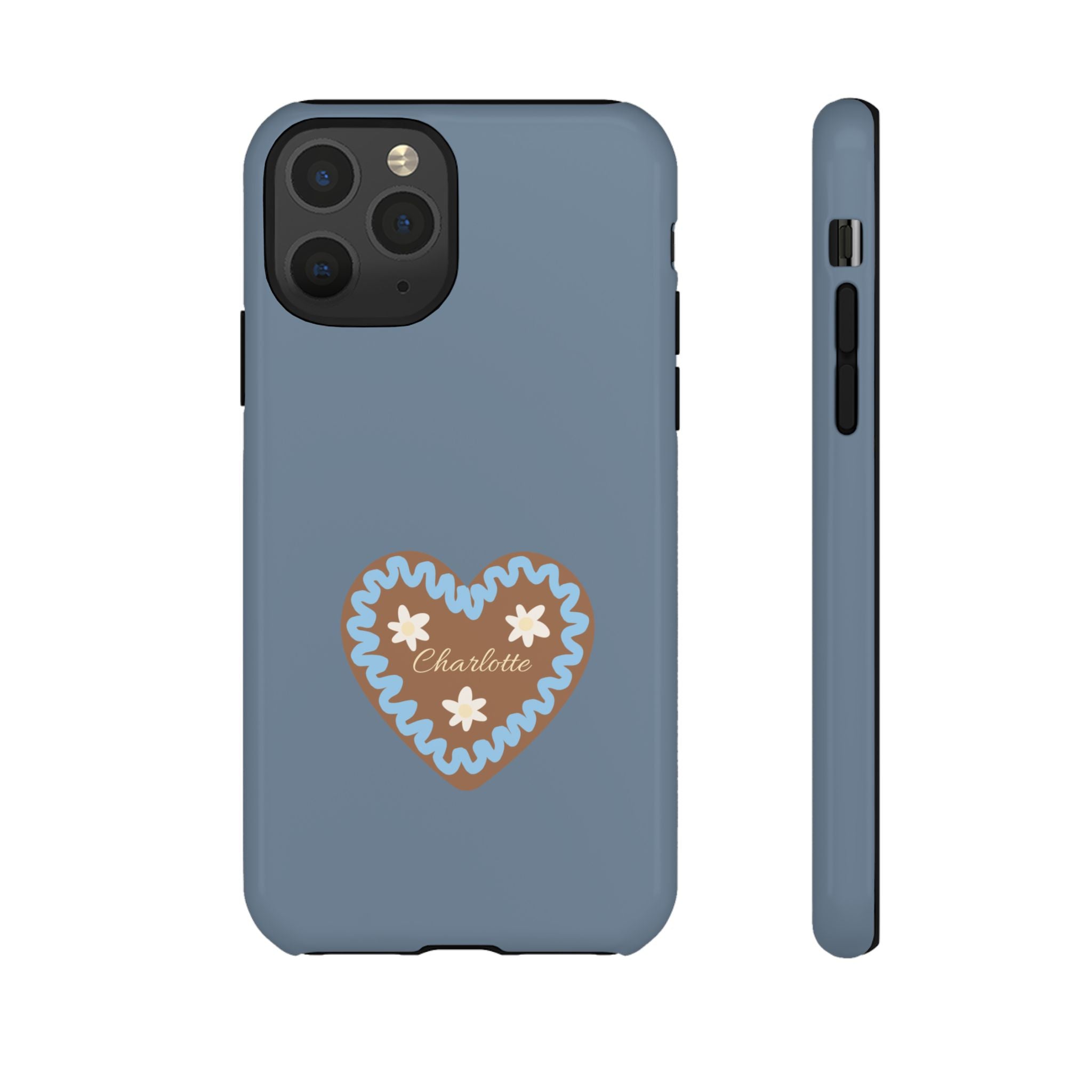 WIESNHERZ TAUBENBLAU – Personalisierte Handyhülle mit Dual-Layer-Schutz
