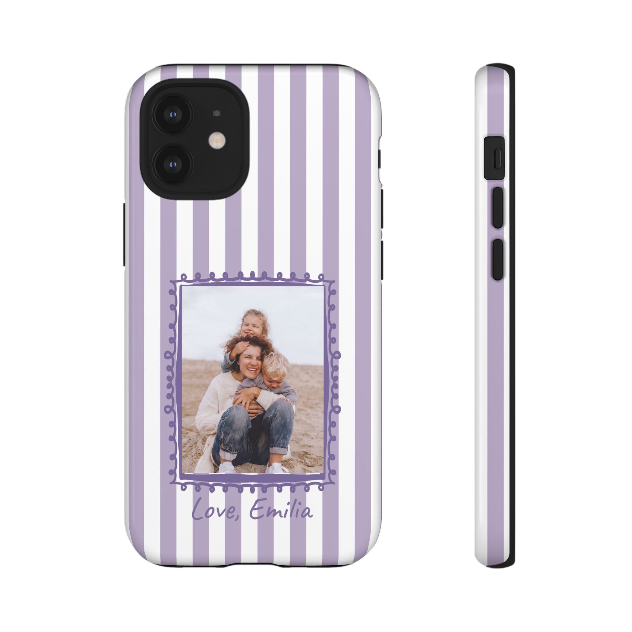 LAVENDER STRIPES PHOTO FRAME – Personalisierte Foto Handyhülle mit Dual-Layer-Schutz