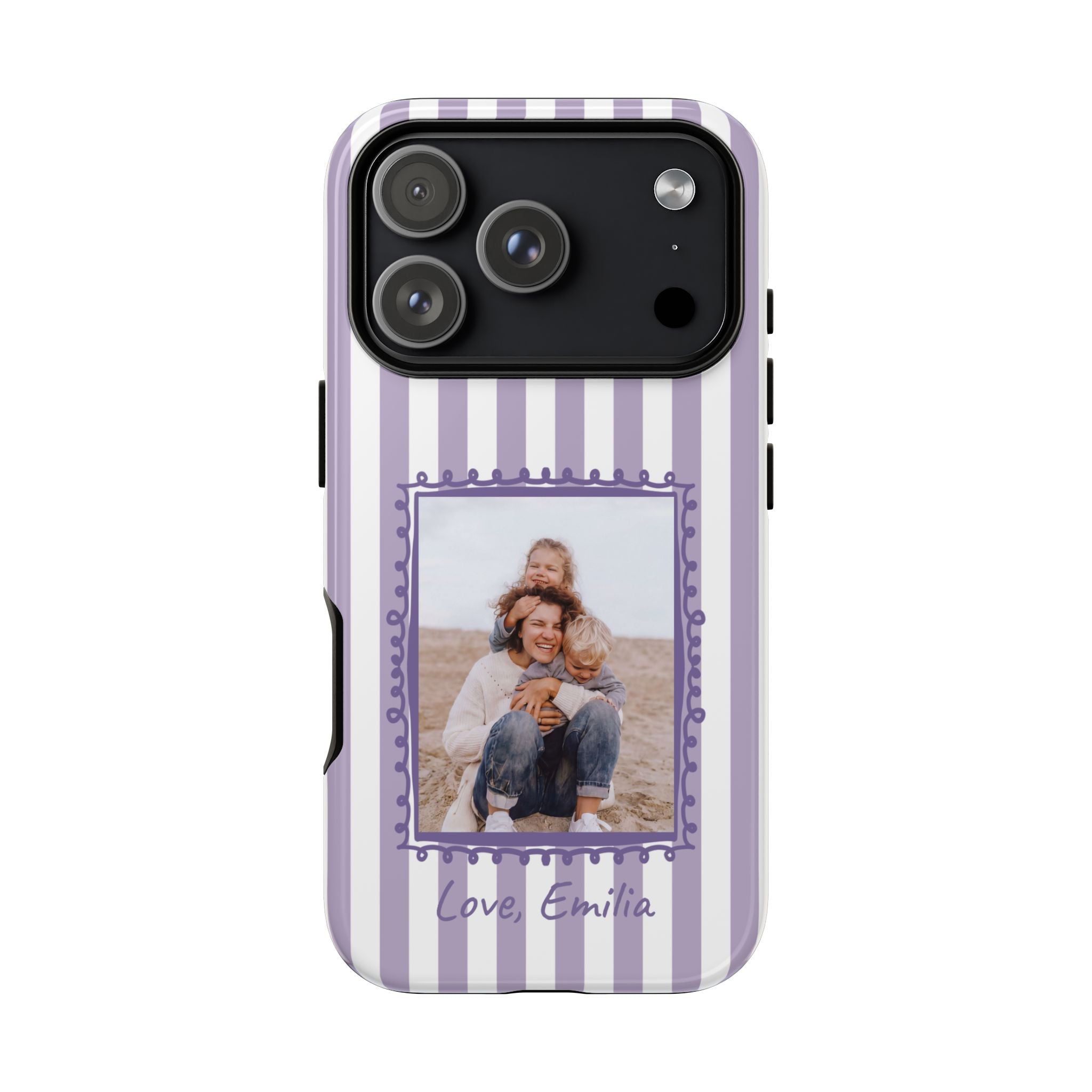 LAVENDER STRIPES PHOTO FRAME – Personalisierte Foto Handyhülle mit Dual-Layer-Schutz