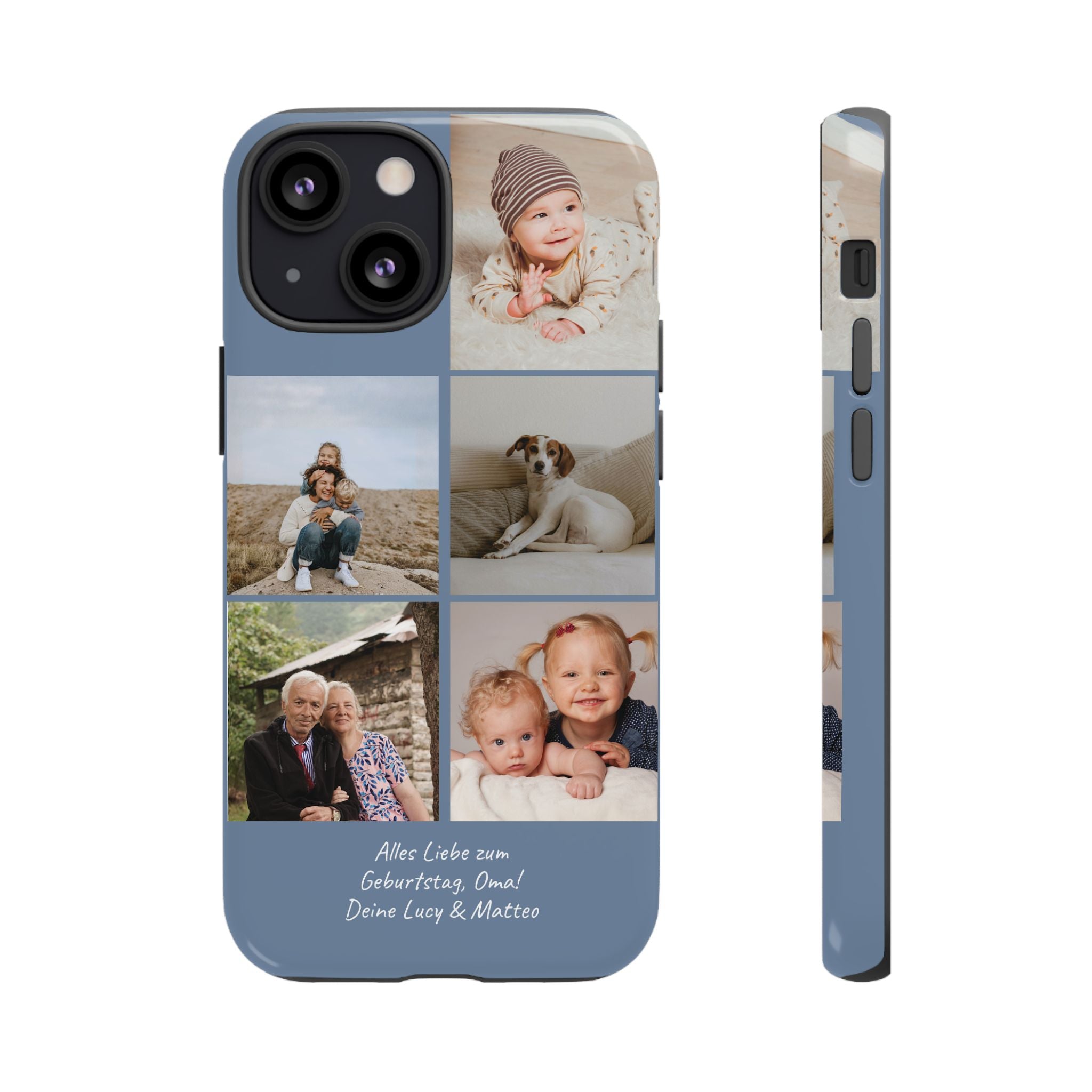 DUSTY BLUE COLLAGE – Personalisierte Foto Handyhülle mit Dual-Layer-Schutz