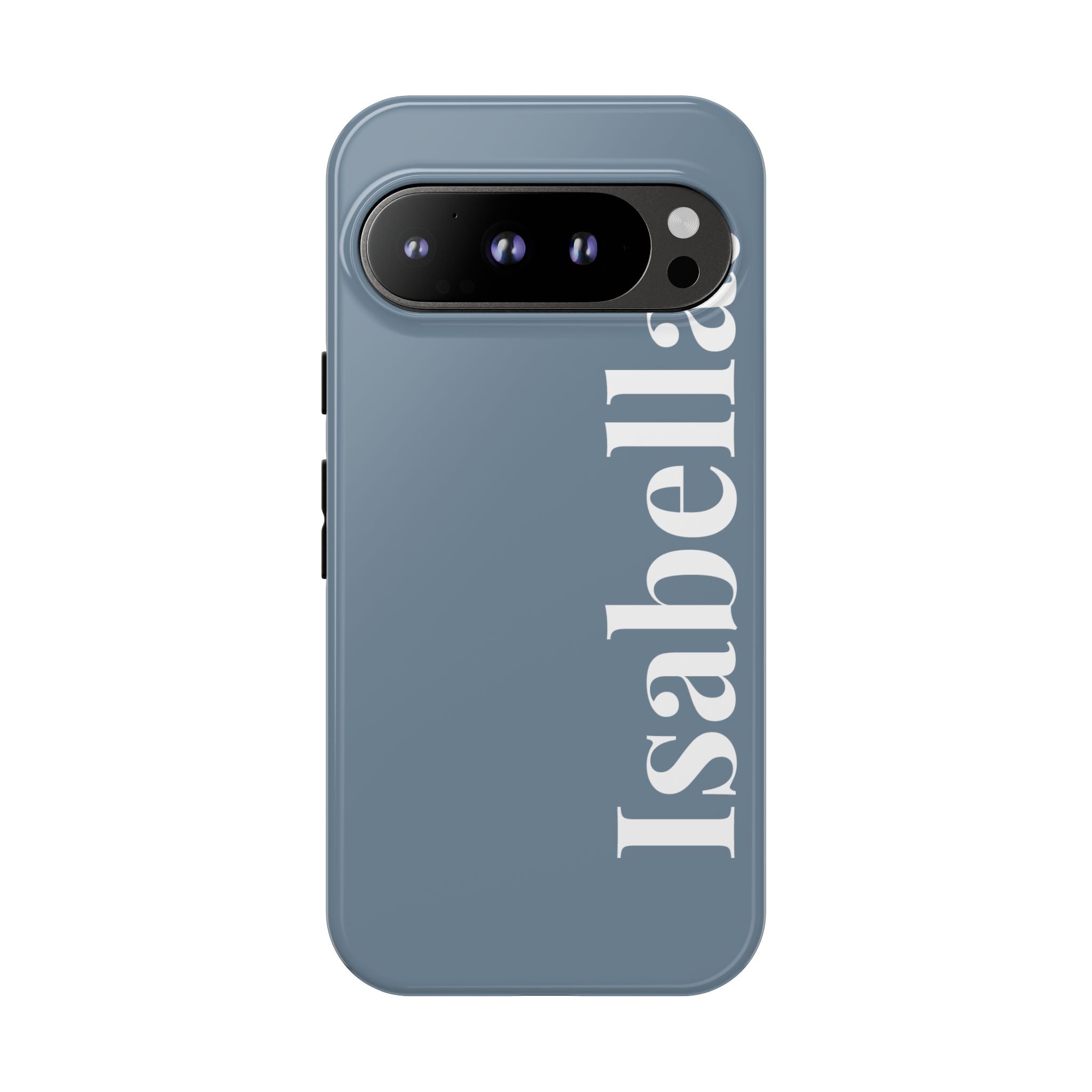 DUSTY BLUE BOLD NAME – Personalisierte Handyhülle mit Dual-Layer-Schutz