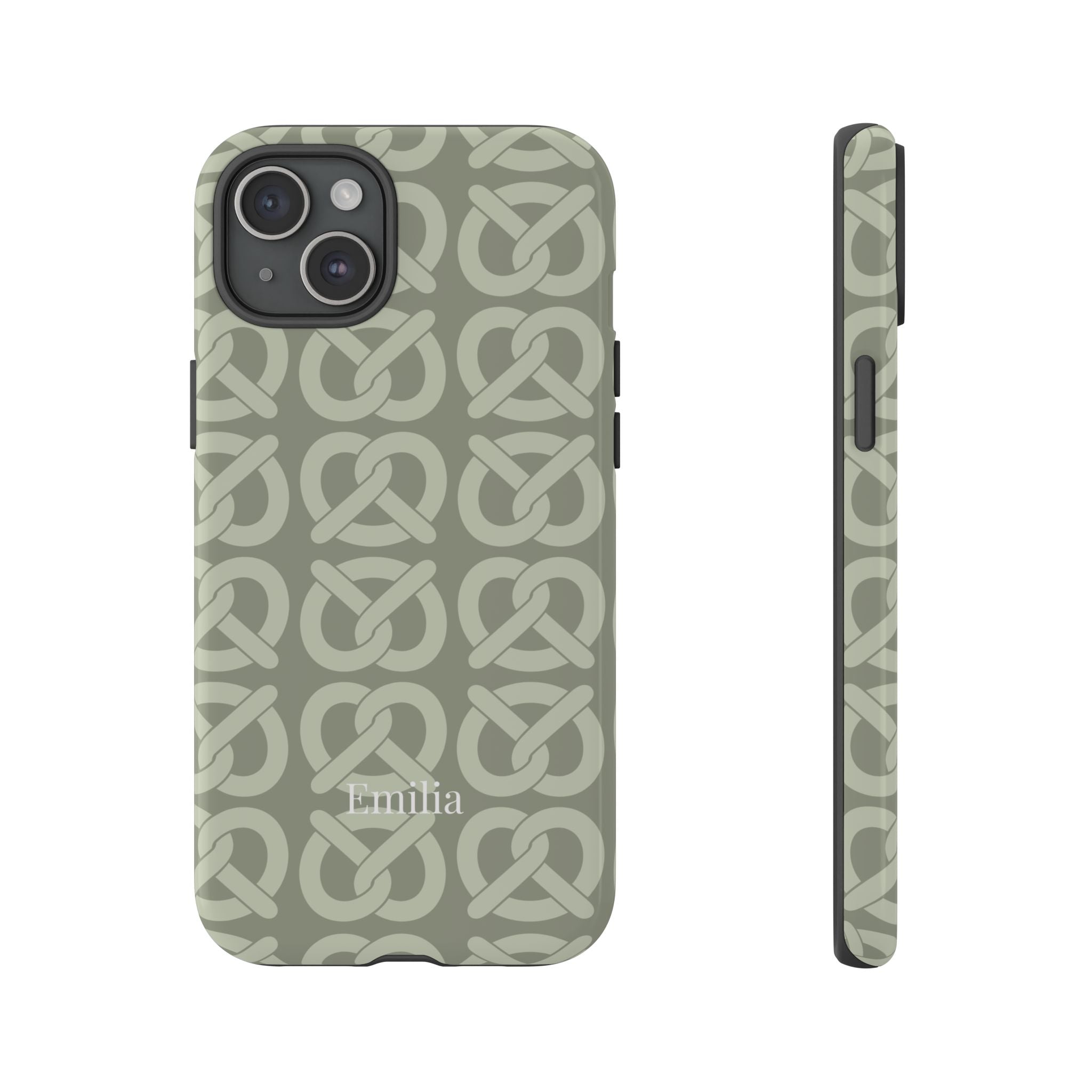 BREZN MONOGRAMM SALBEI – Personalisierte Handyhülle mit Dual-Layer-Schutz