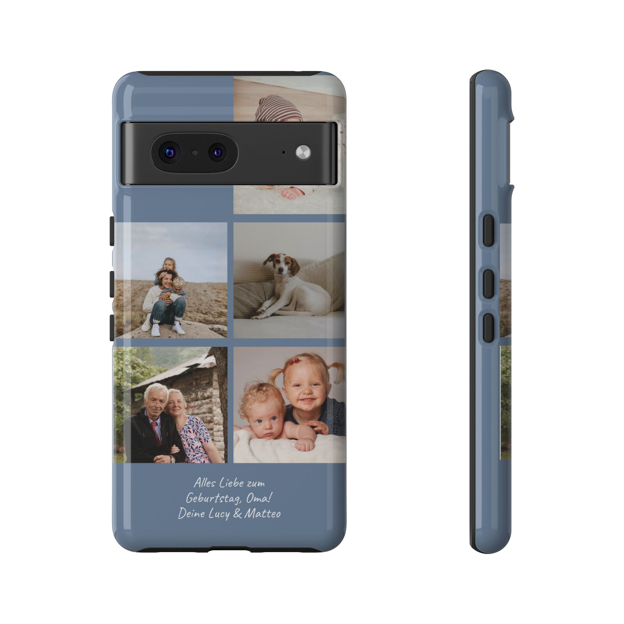 DUSTY BLUE COLLAGE – Personalisierte Foto Handyhülle mit Dual-Layer-Schutz