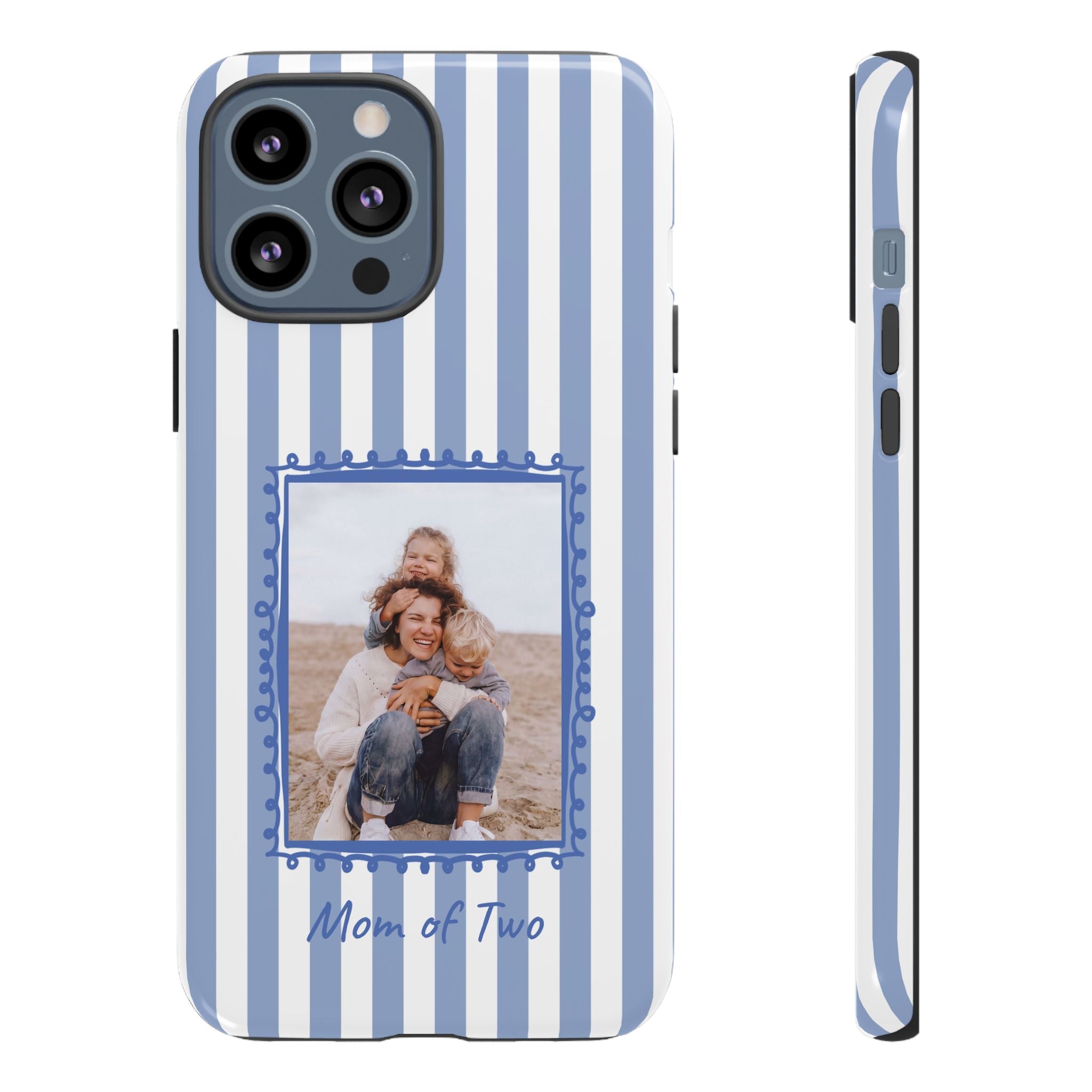 BLUE STRIPES PHOTO FRAME – Personalisierte Foto Handyhülle mit Dual-Layer-Schutz