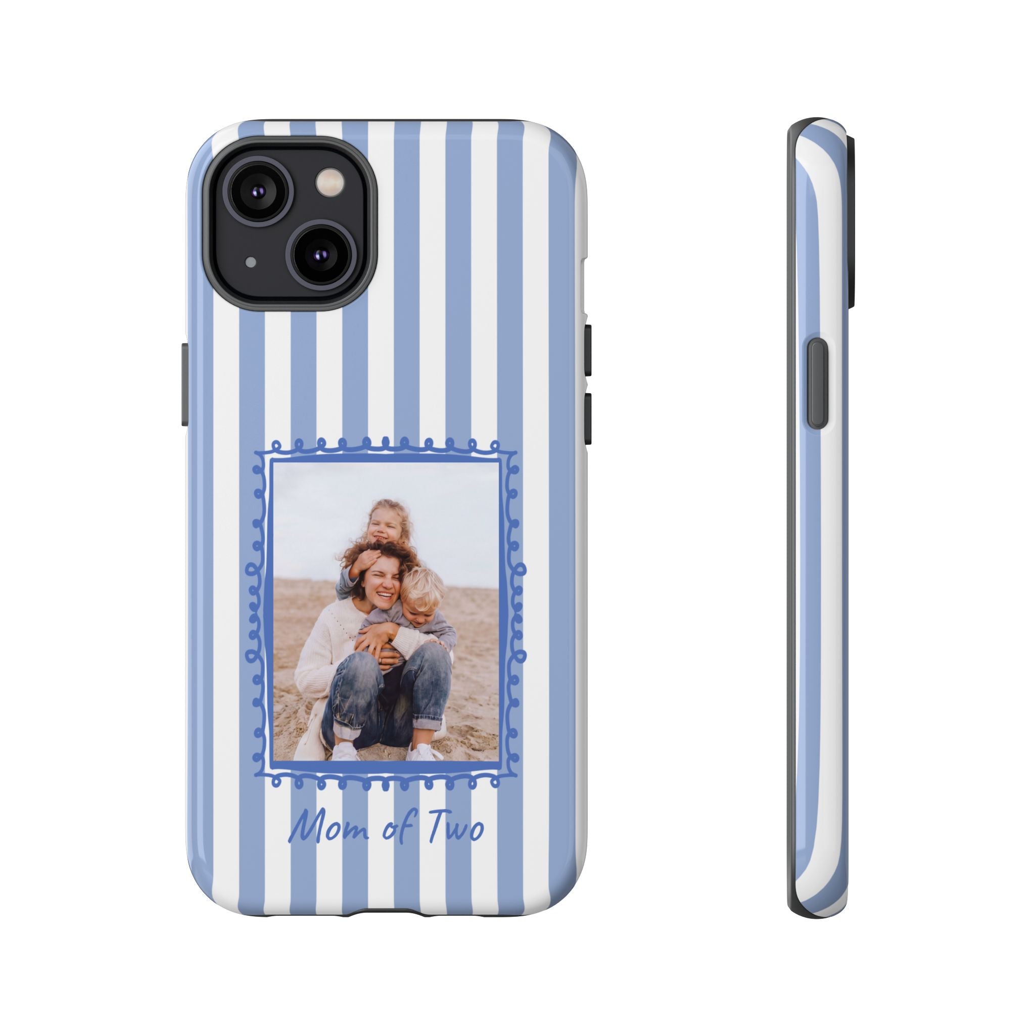 BLUE STRIPES PHOTO FRAME – Personalisierte Foto Handyhülle mit Dual-Layer-Schutz