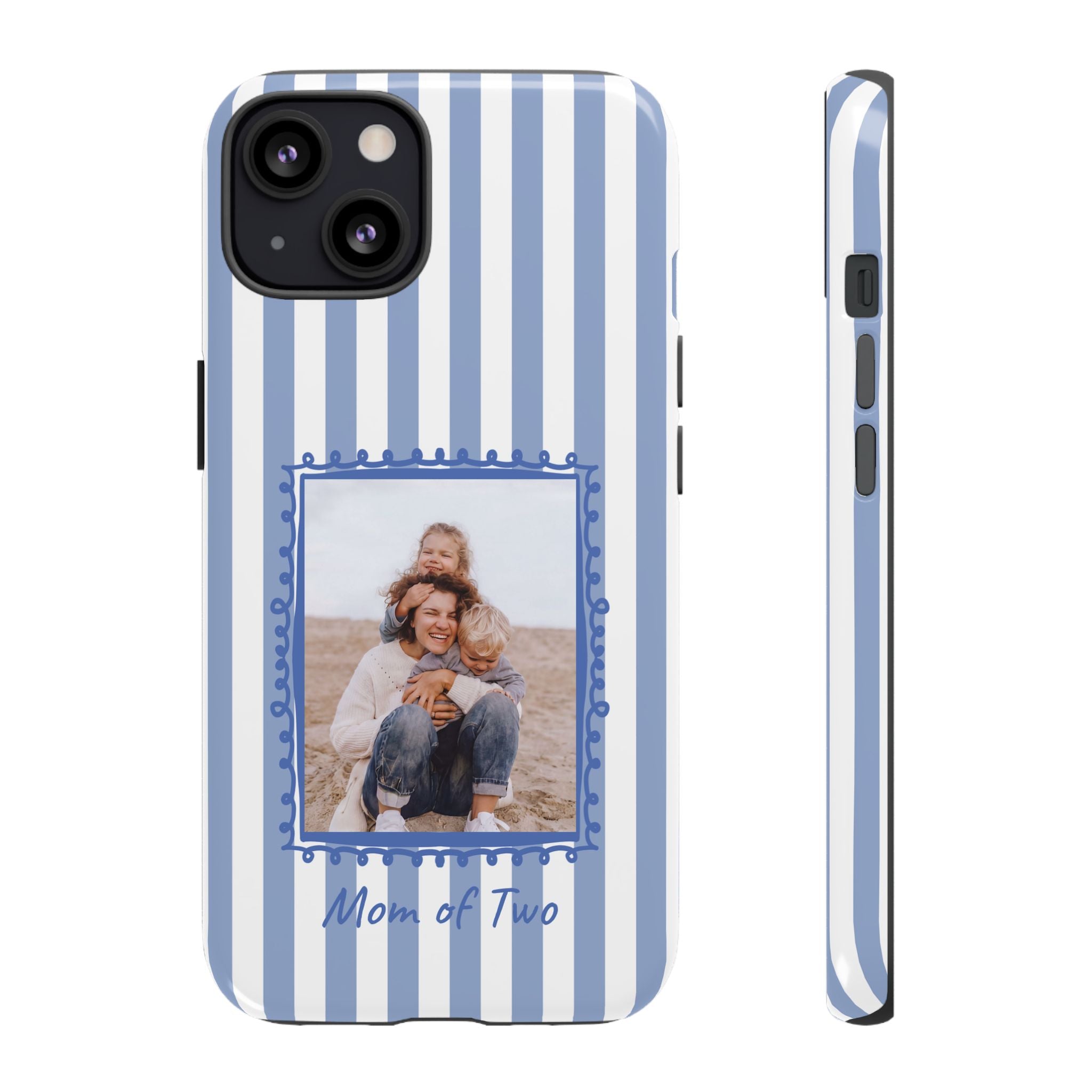 BLUE STRIPES PHOTO FRAME – Personalisierte Foto Handyhülle mit Dual-Layer-Schutz