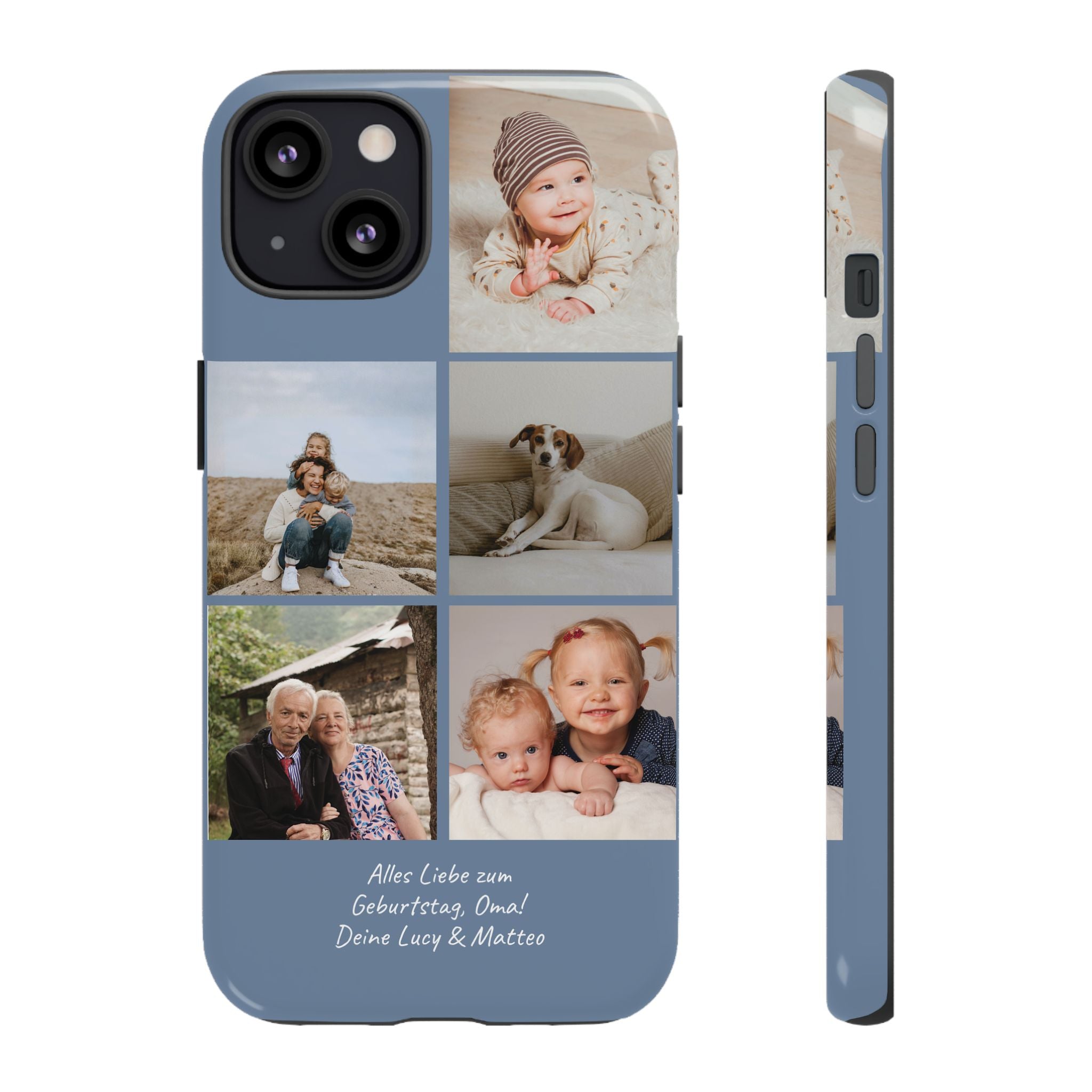 DUSTY BLUE COLLAGE – Personalisierte Foto Handyhülle mit Dual-Layer-Schutz